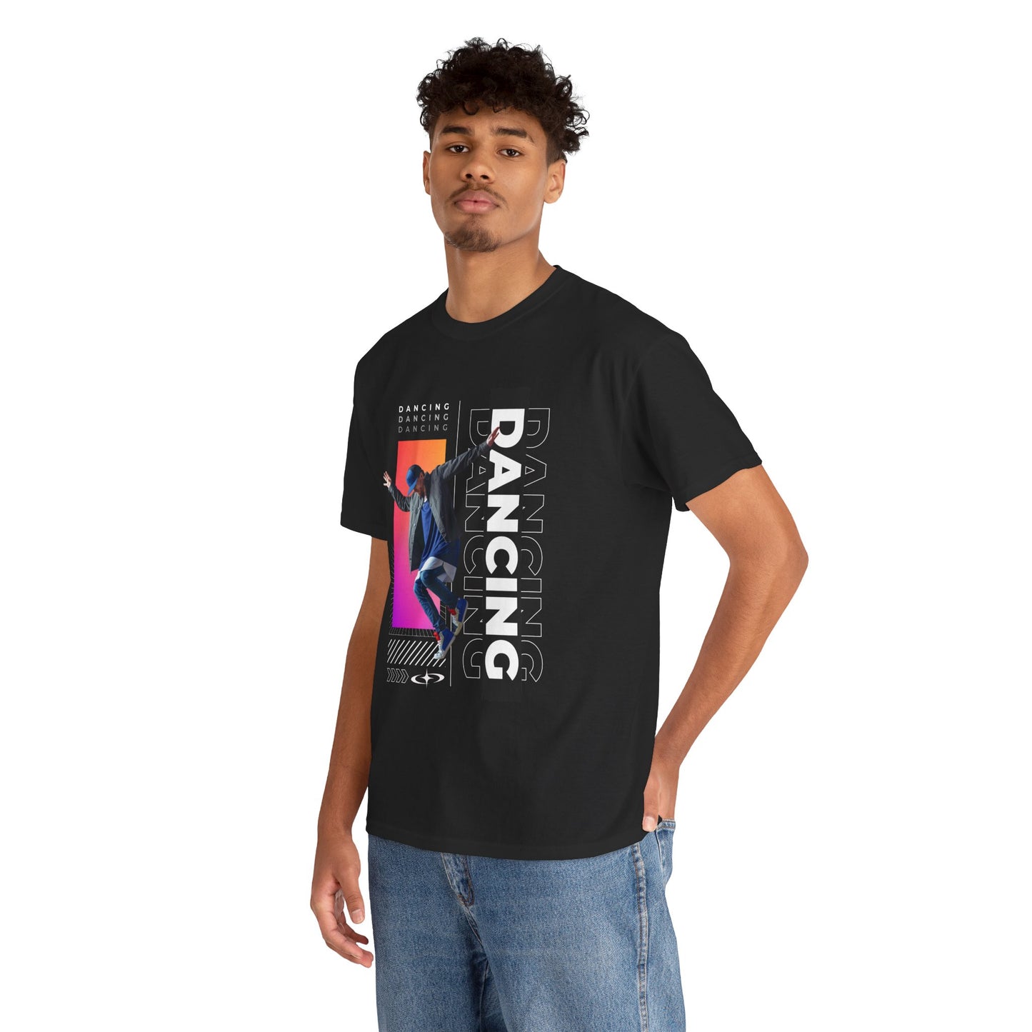 “Dancing” Streetwear-Inspired Male Dancer Unisex Heavy Cotton Tee – Urban Dance Graphic T-Shirt for Performers and Dance Lovers