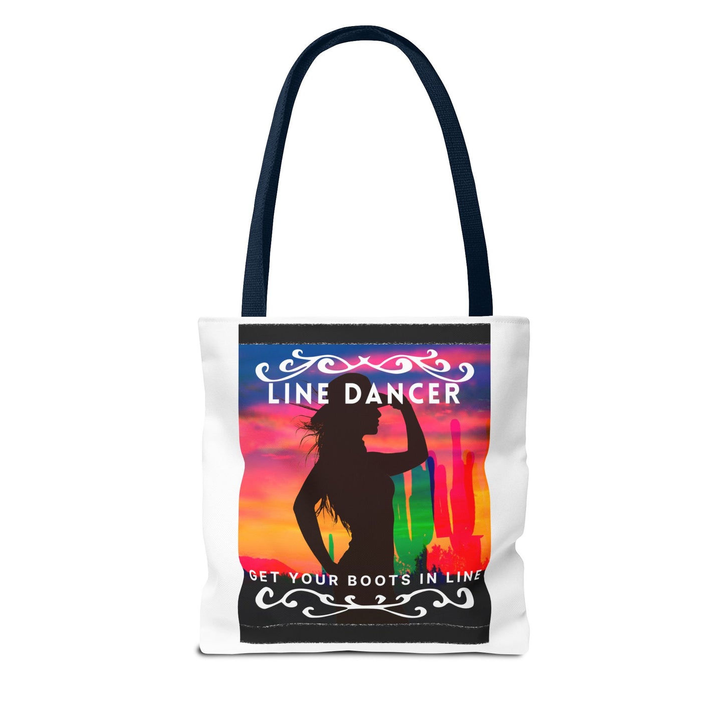 "Line Dancer, Boots on the Ground” Canvas Tote Bag – Cowgirl Graphic | Western Dance Bag for Country Lovers & Line Dancing Fans