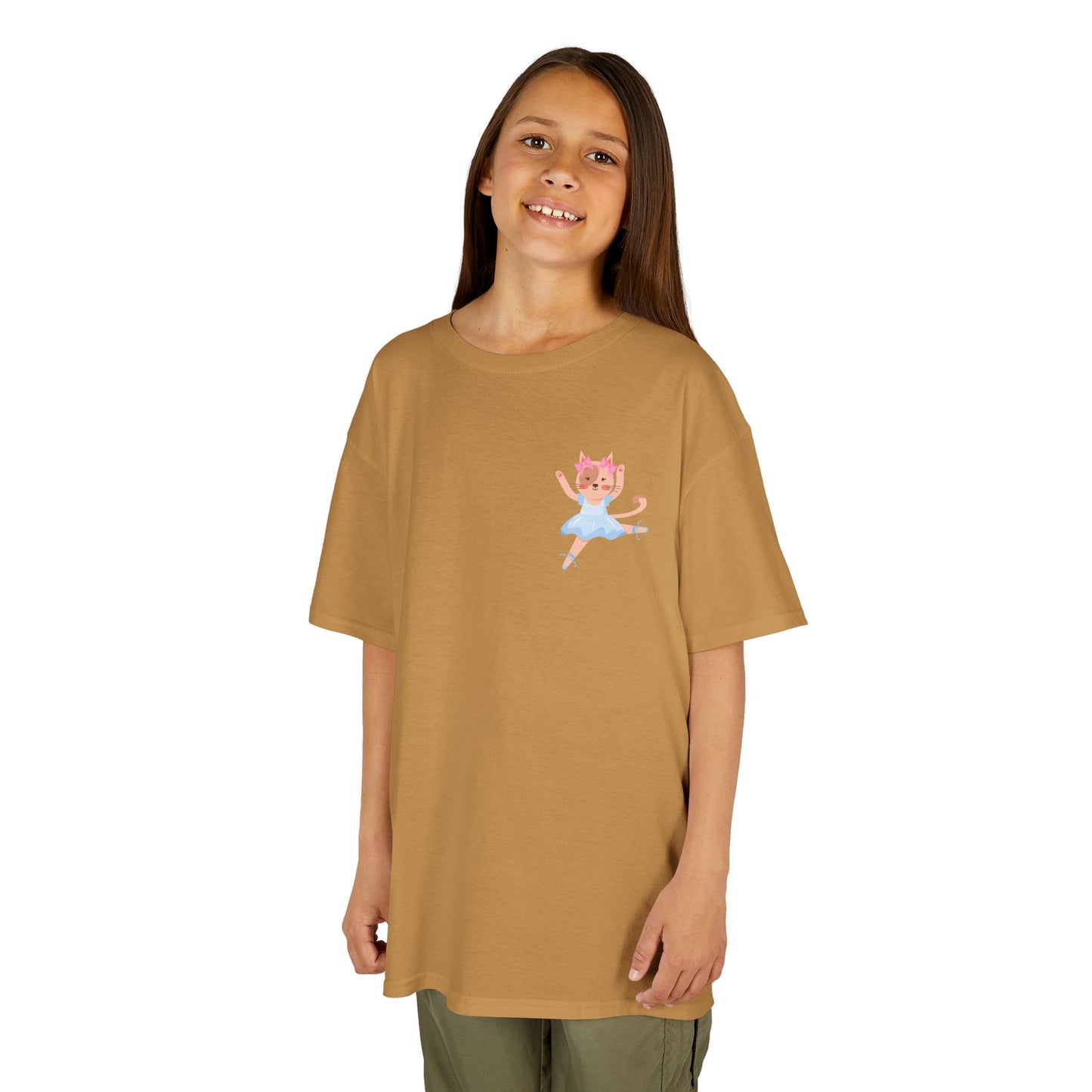 "Every Meow & Then I Dance" – Youth Short Sleeve Tee with Cute Dancing Cat Graphic | Kids’ Dance & Cat Lover T-Shirt
