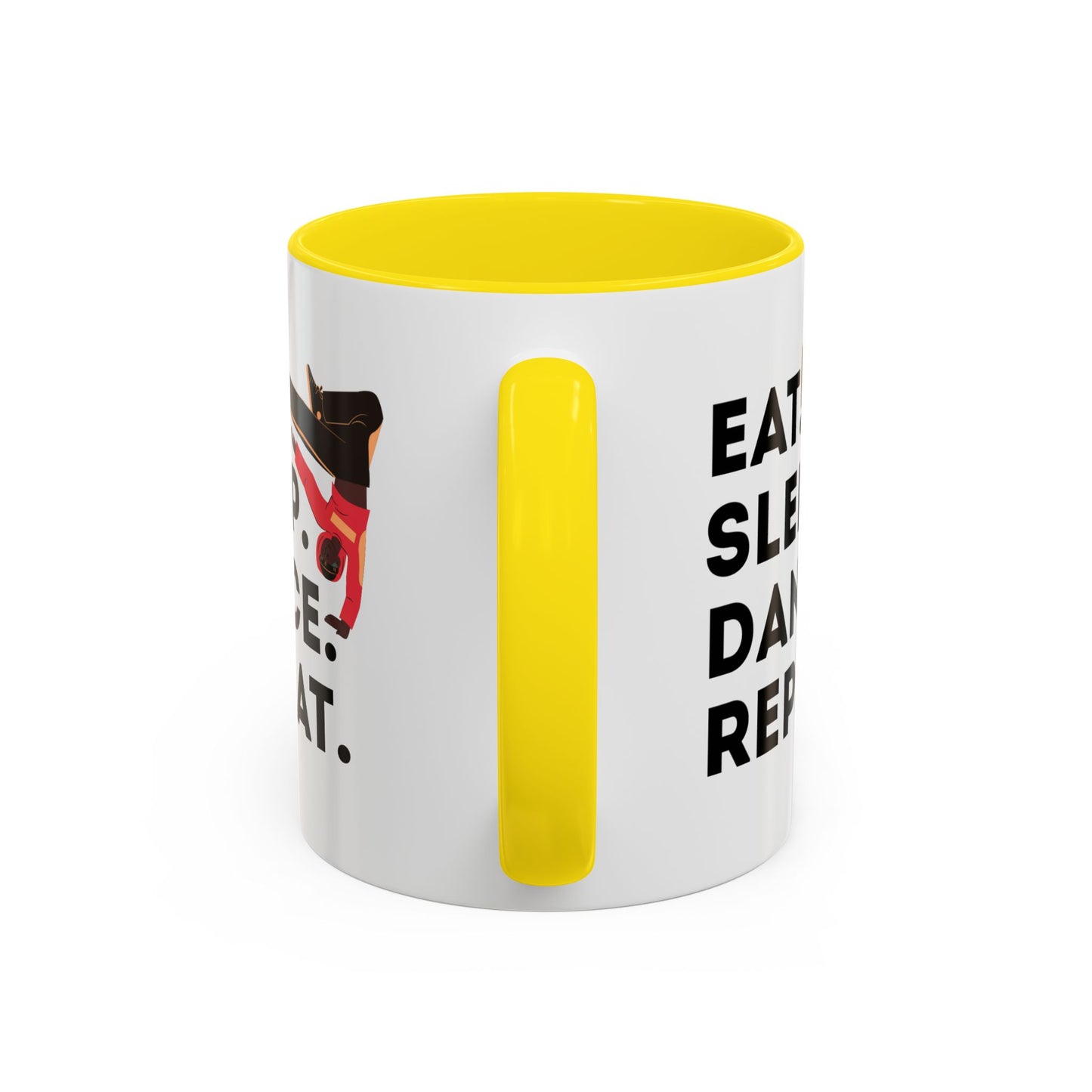"Eat Sleep Dance Repeat" Accent Coffee Mug – Bold B-Boy Graphic Ceramic Mug for Hip Hop Dancers