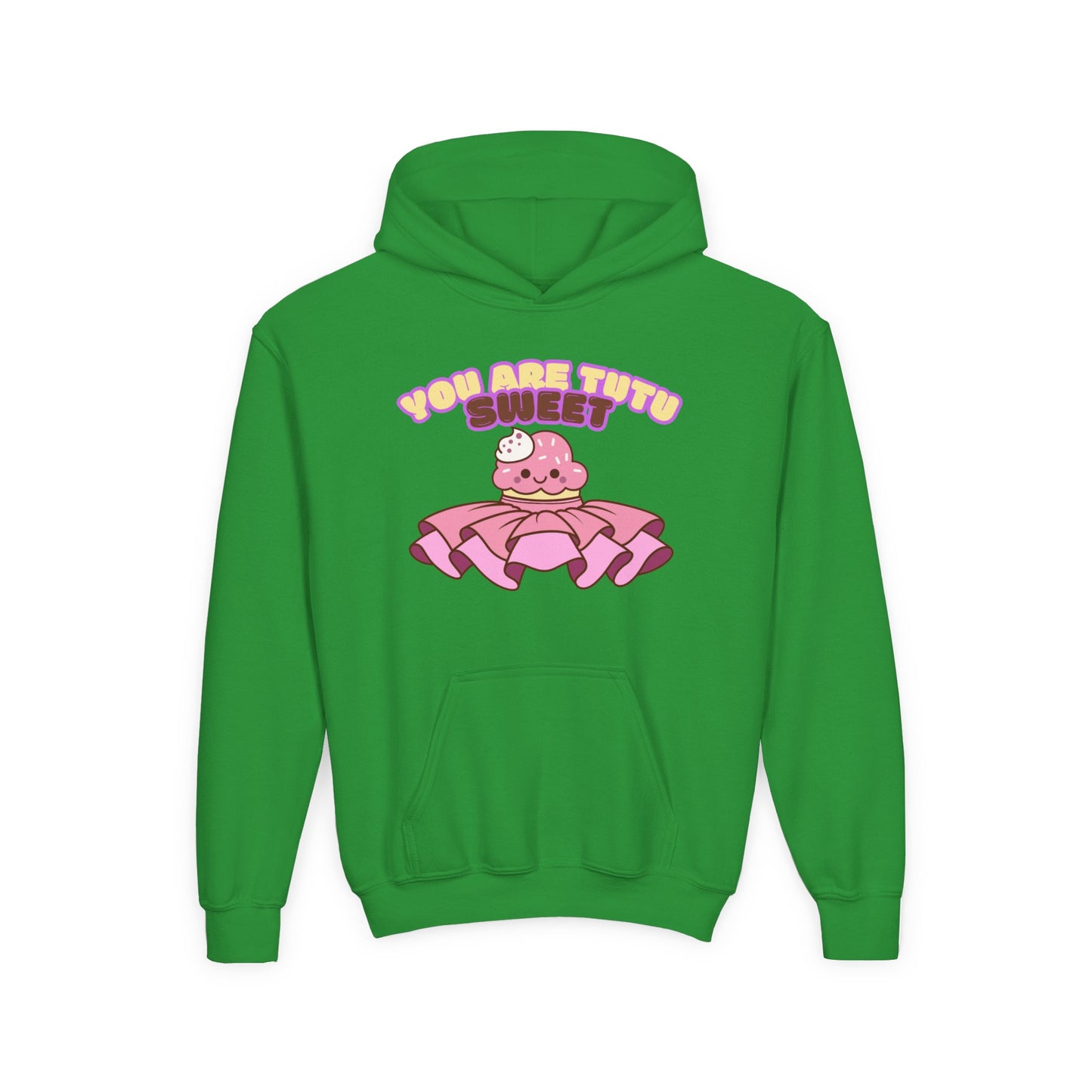 "You Are Tutu Sweet" Youth Hooded Sweatshirt – Kawaii Cupcake in Tutu Dance Graphic Hoodie for Kids and Teens