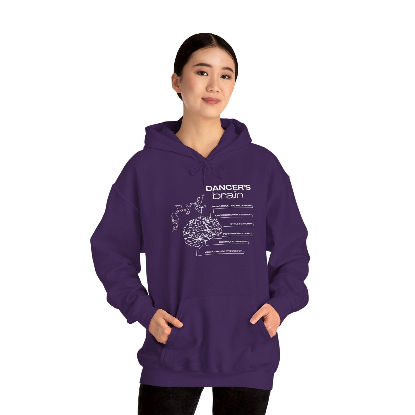 "Dancer’s Brain" Unisex Hoodie – Funny Dance-Themed Hoodie for Teens and Adults with Personalization Option and Cute Dancer Brain Graphic