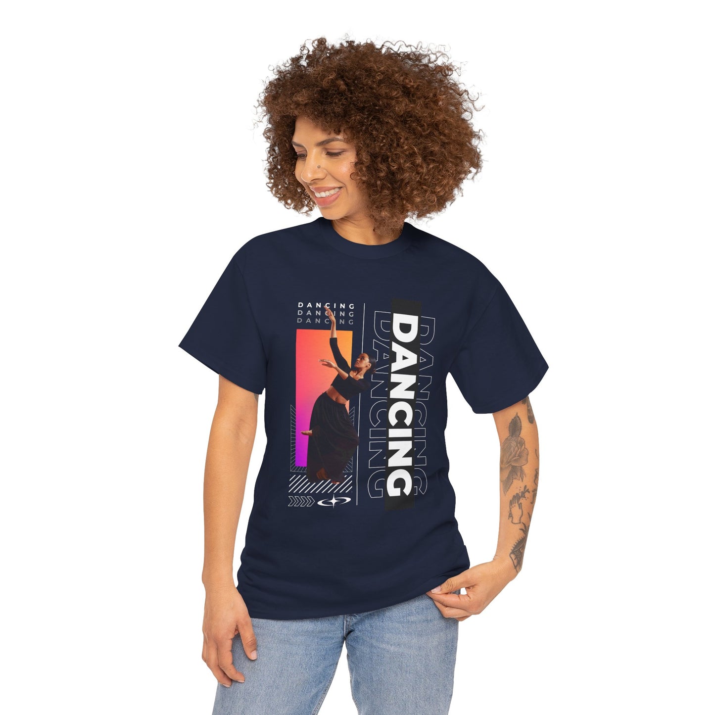 “Dancing” Streetwear-Inspired Female Dancer Unisex Heavy Cotton Tee – Urban Dance Graphic T-Shirt for Performers and Dance Lovers