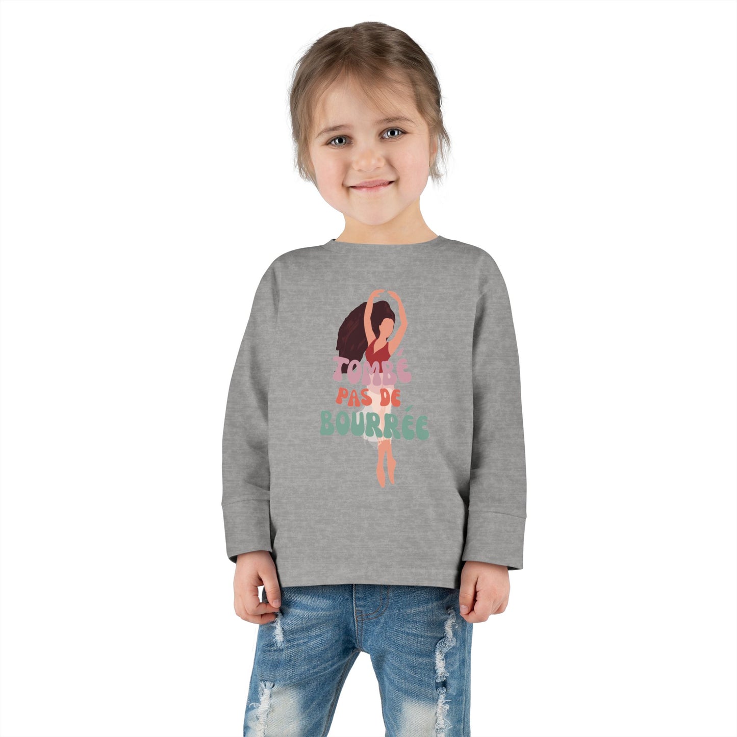 "Tombé Pas de Bourrée" Toddler Long Sleeve Dance T-Shirt – Ballet Dancer Graphic Shirt for Kids
