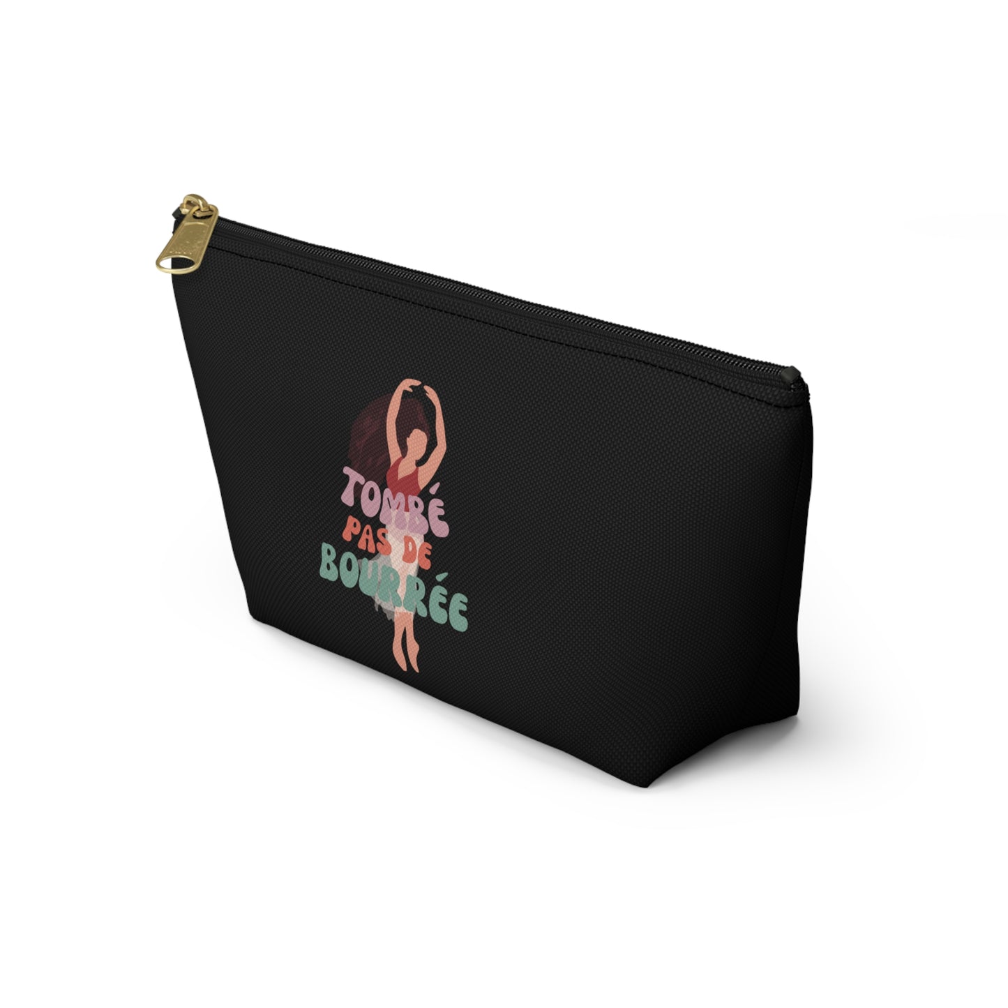 "Tombé Pas de Bourrée" Makeup Bag – Elegant Ballet Dancer Graphic – Ballet-Themed Zipper Pouch for Cosmetics, Accessories & Dance Gifts