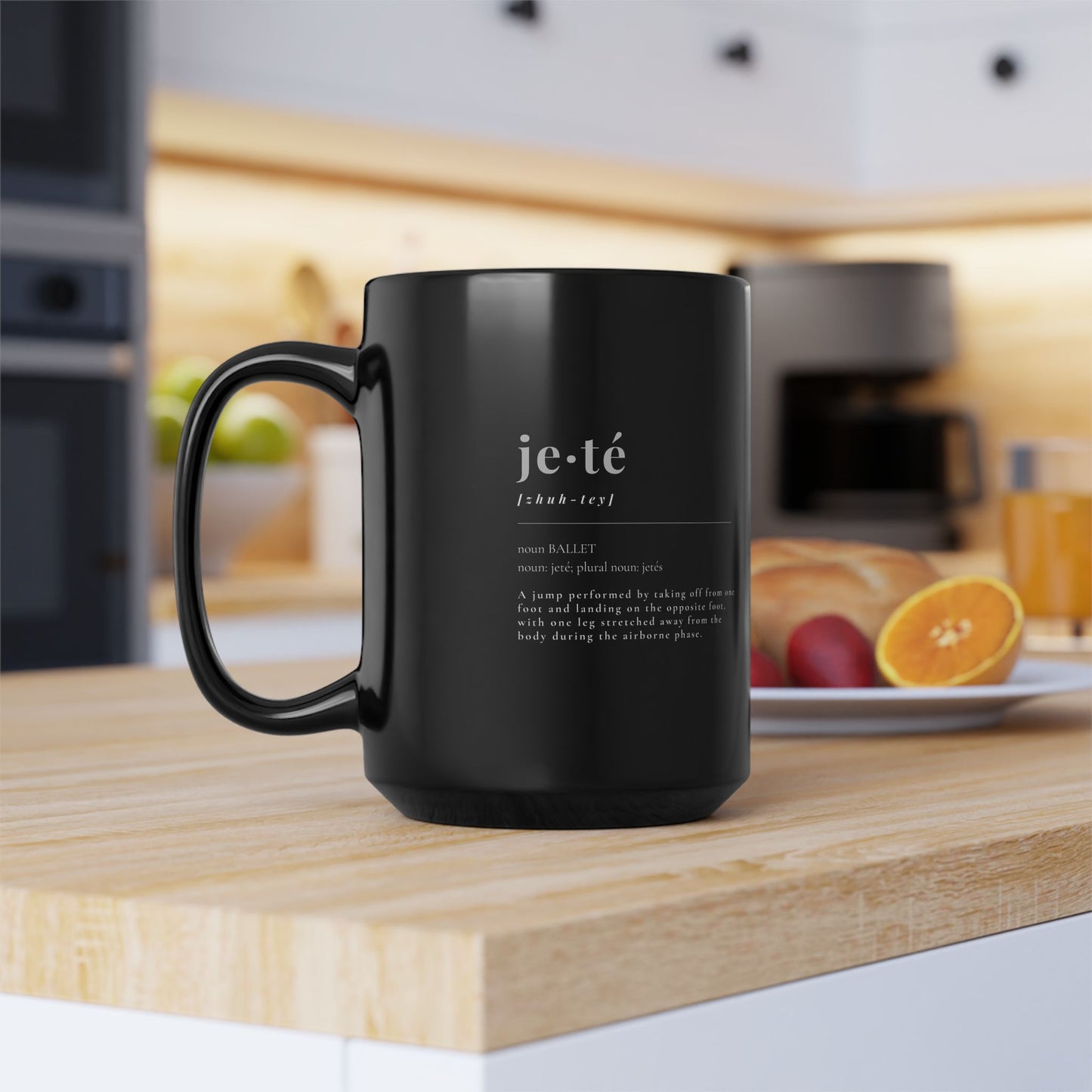 "Jeté Definition" Accent Coffee Mug – Dance-Themed Mug Featuring the Official Ballet Term Definition for Dancers, Teachers, and Ballet Enthusiasts