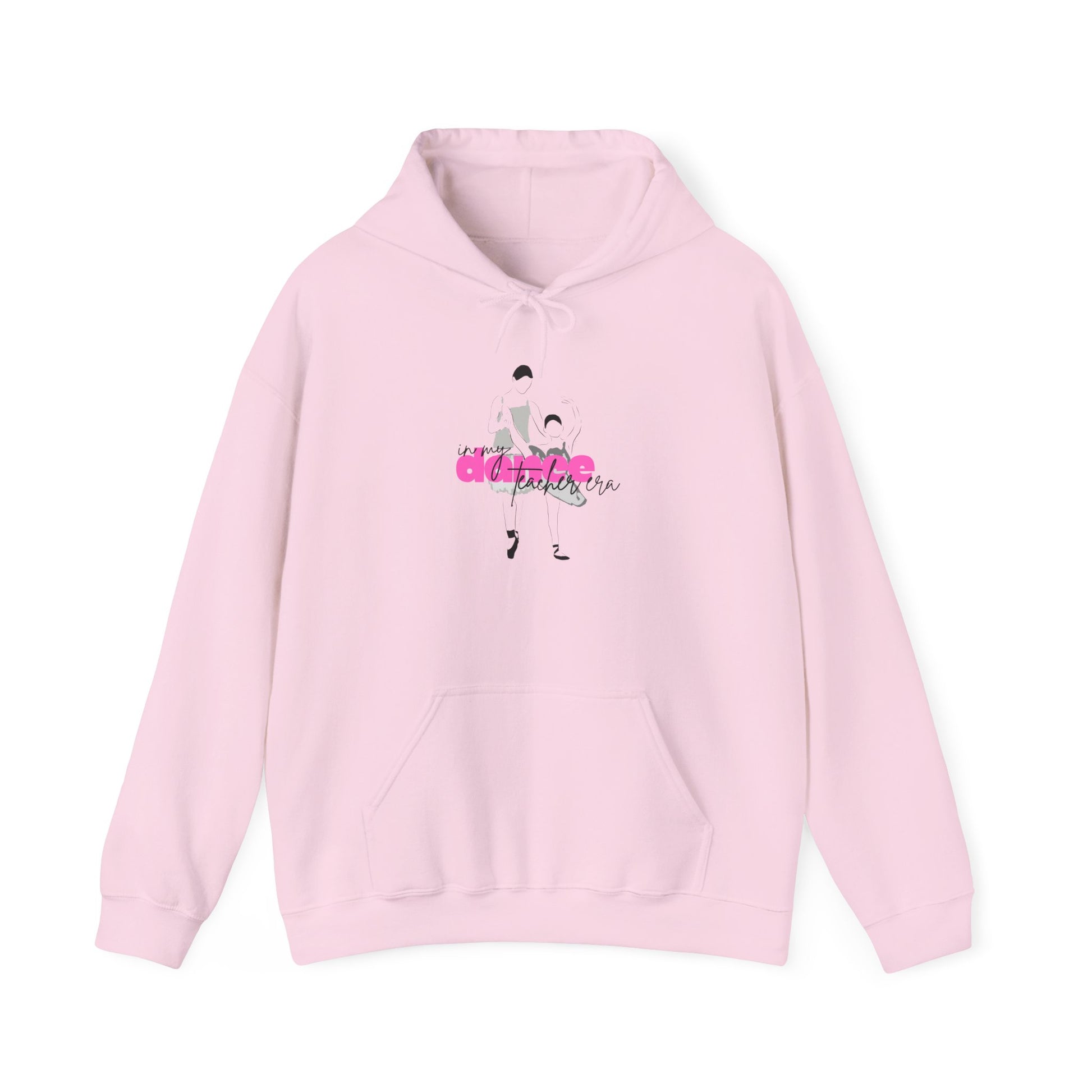 Pink hoodie with graphic design on a white background