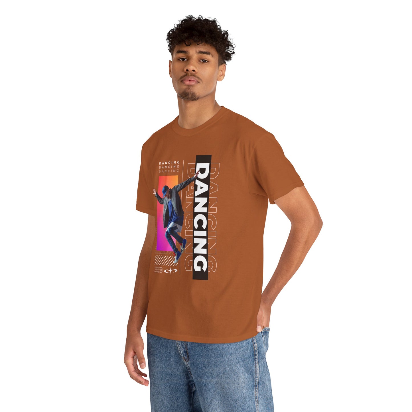 “Dancing” Streetwear-Inspired Male Dancer Unisex Heavy Cotton Tee – Urban Dance Graphic T-Shirt for Performers and Dance Lovers
