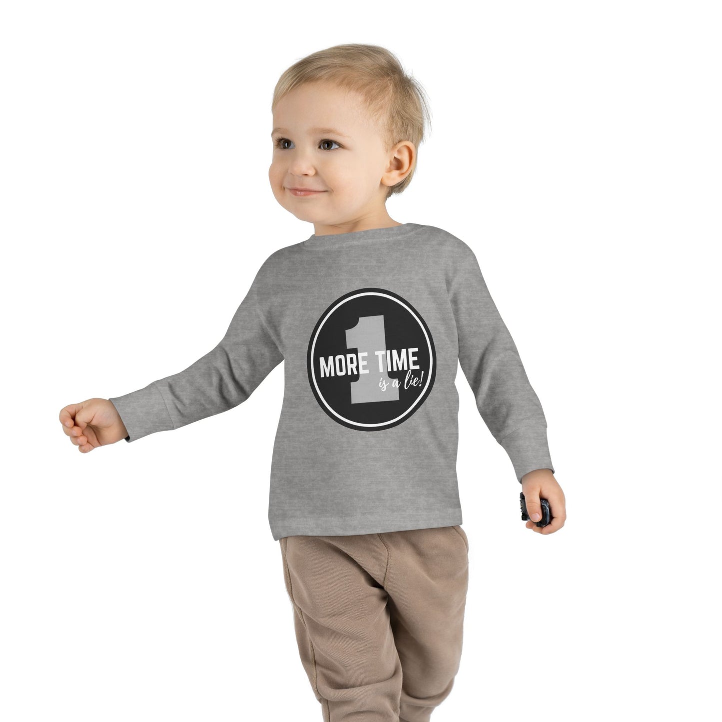 "One More Time Is a Lie" Toddler Dance T-Shirt – Bold Emblem Graphic Long Sleeve Tee for Kids
