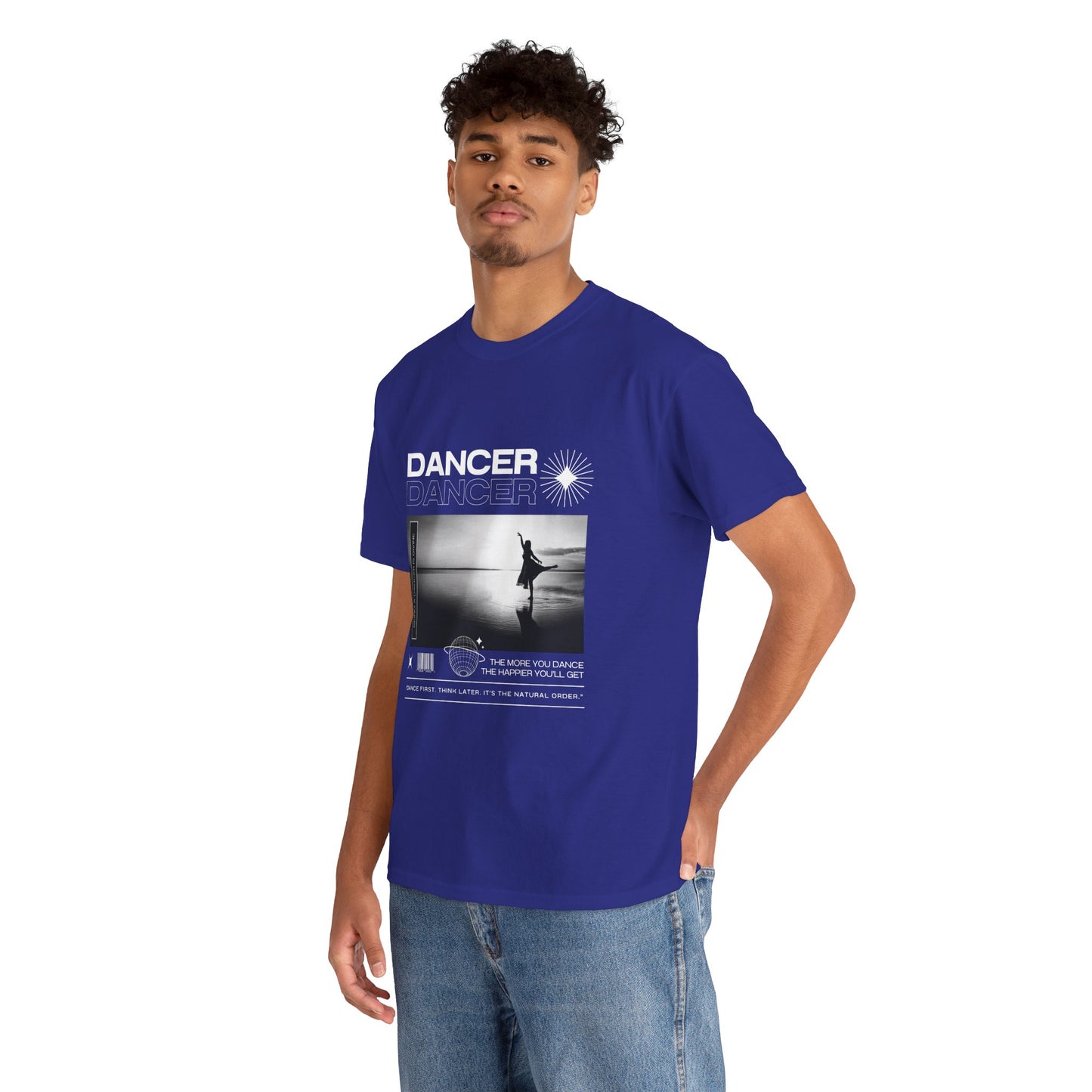 "Dancer" Arabesque Beach Scene Unisex Heavy Cotton Tee – Streetwear-Inspired Ballet Dance Graphic T-Shirt