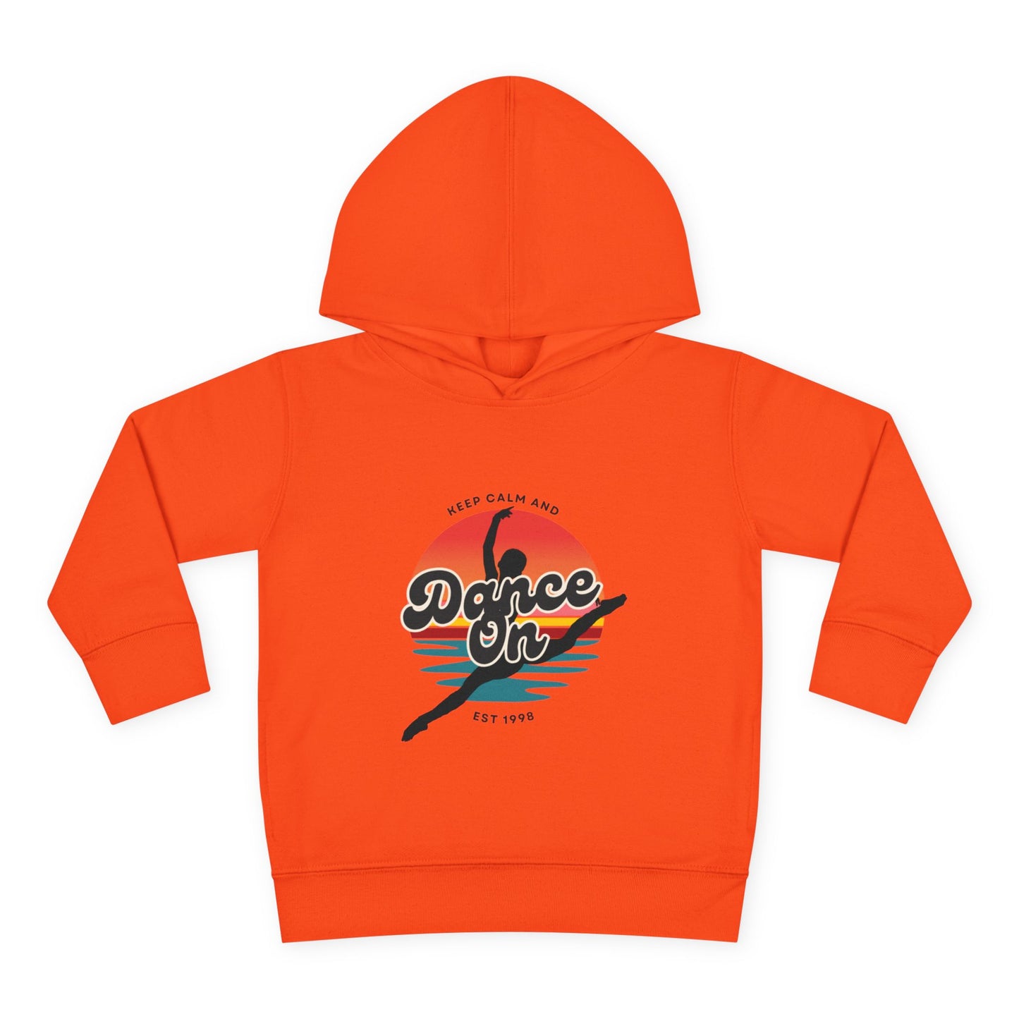 “Keep Calm and Dance On” Toddler Fleece Hoodie – Retro Dancer Graphic Sweatshirt for Little Movers