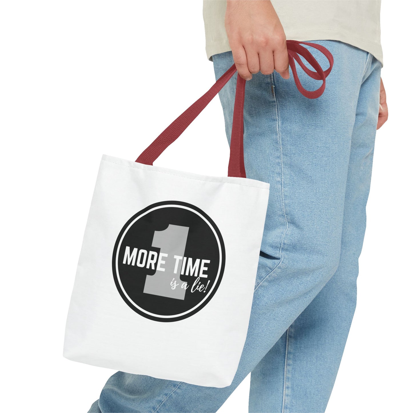 "One More Time is a Lie" Dance Tote Bag – Bold Emblem Graphic Canvas Bag for Dancers, Rehearsals & Everyday Use