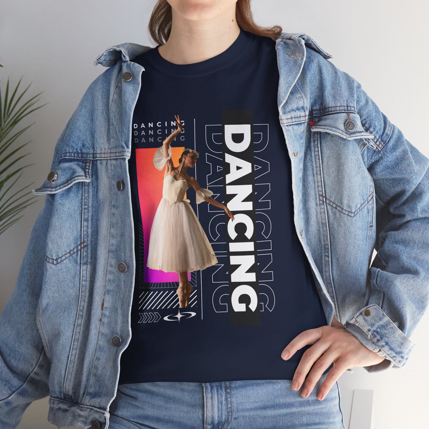 “Dancing” Streetwear-Inspired Female Dancer Unisex Heavy Cotton Tee – Urban Dance Graphic T-Shirt for Performers and Dance Lovers