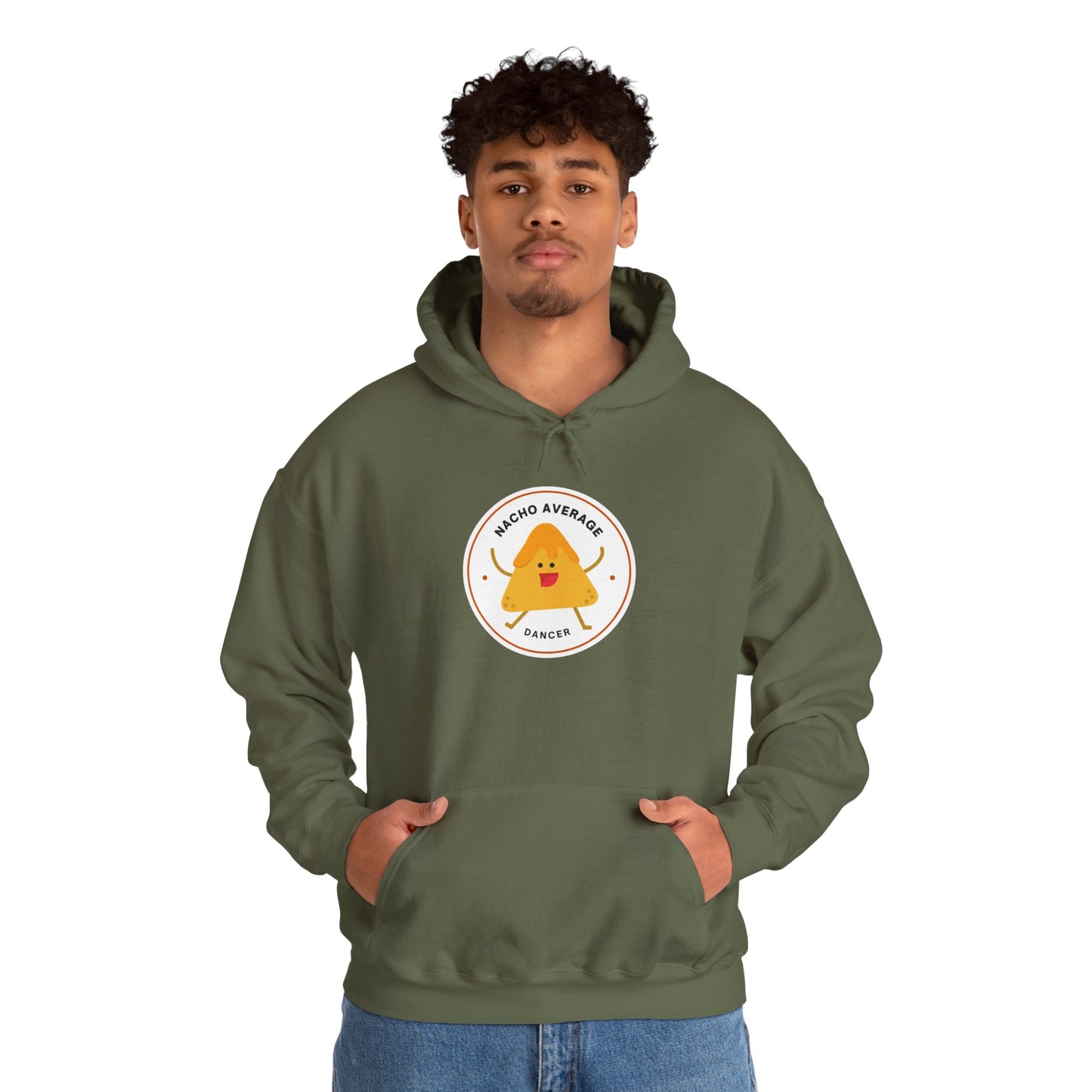 "Nacho Average Dancer" Unisex Hooded Sweatshirt – Funny Dance Pun Hoodie with Cute Nacho Graphic | Cozy Gift for Dancers & Food Lovers