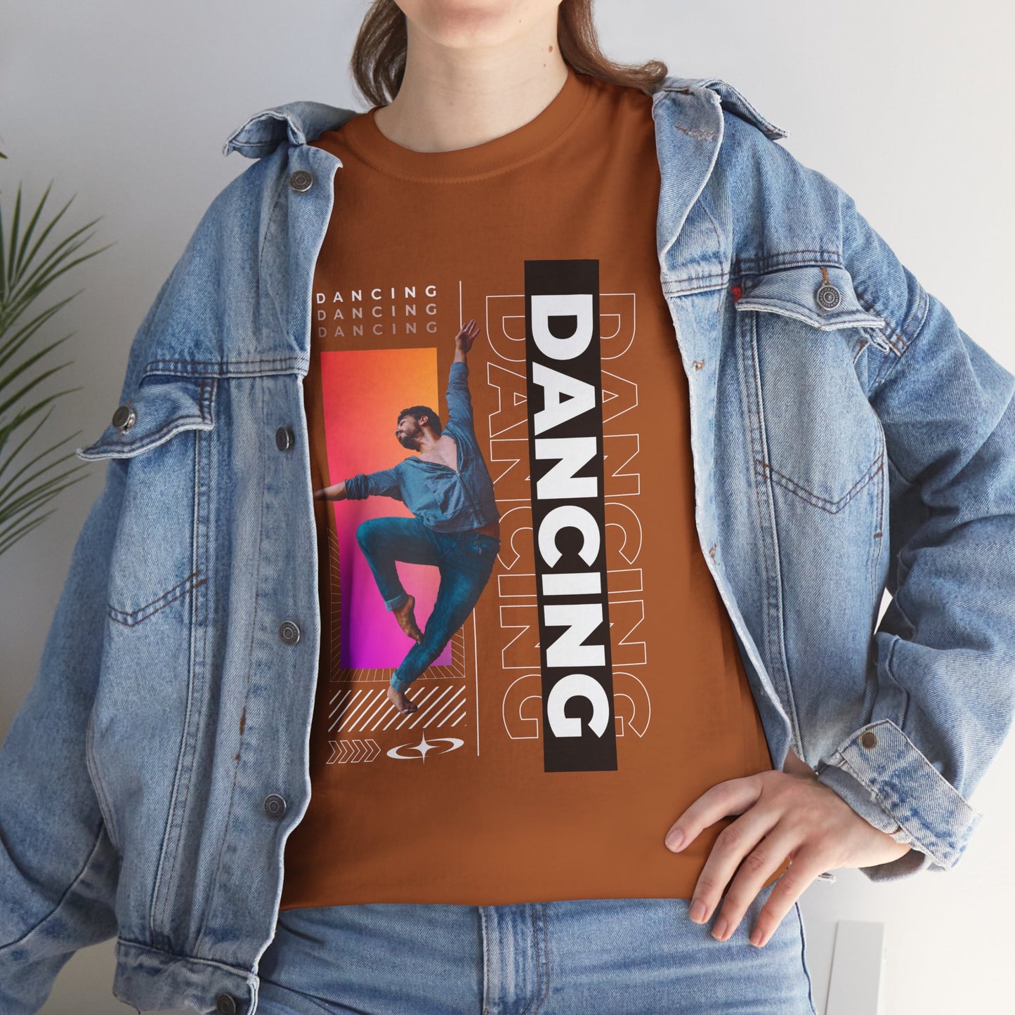 “Dancing” Streetwear-Inspired Male Dancer Unisex Heavy Cotton Tee – Urban Dance Graphic T-Shirt for Performers and Dance Lovers
