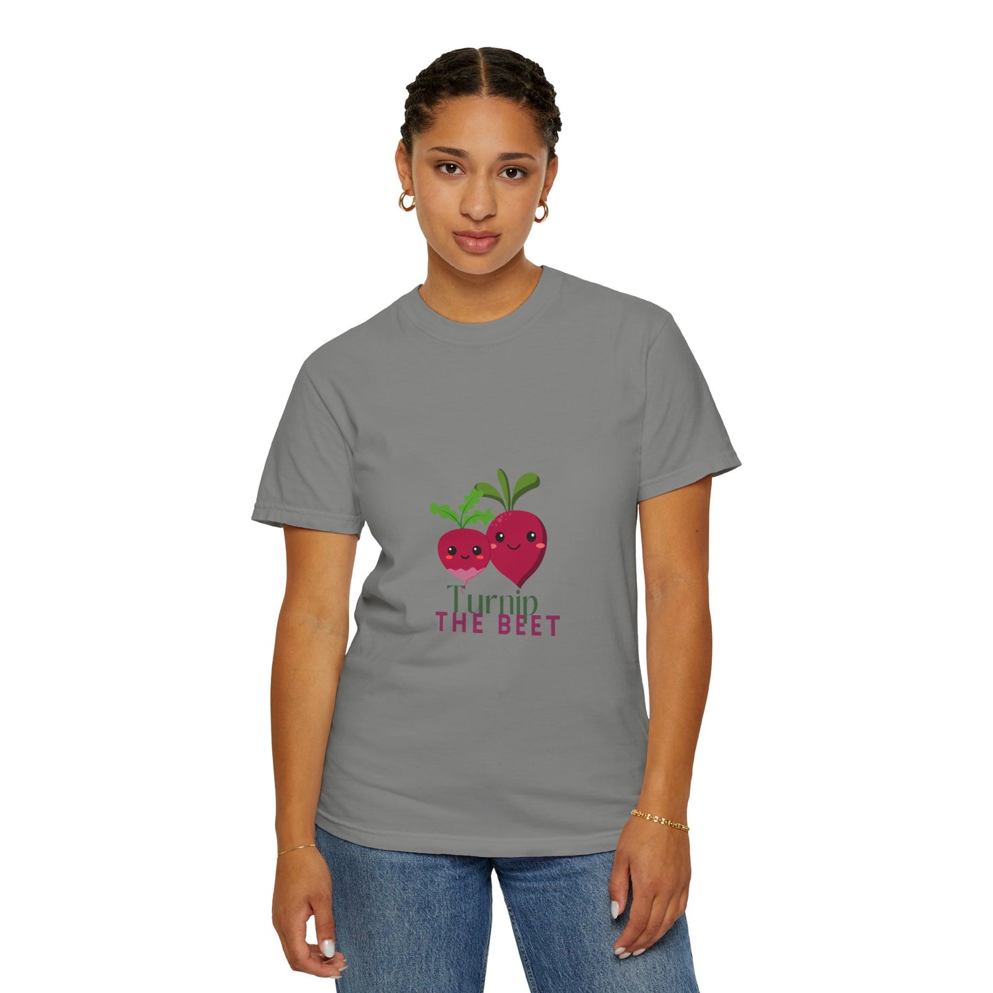 "Turnip the Beet" Unisex Garment-Dyed T-Shirt – Cute Veggie Dance Pun Graphic Tee – Funny Foodie Shirt for Dancers & Music Lovers