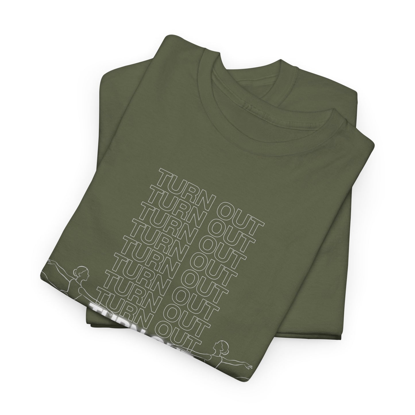 "Turn Out" Ballerina Graphic Unisex Heavy Cotton Tee – Ballet Dance T-Shirt for Dancers & Dance Enthusiasts