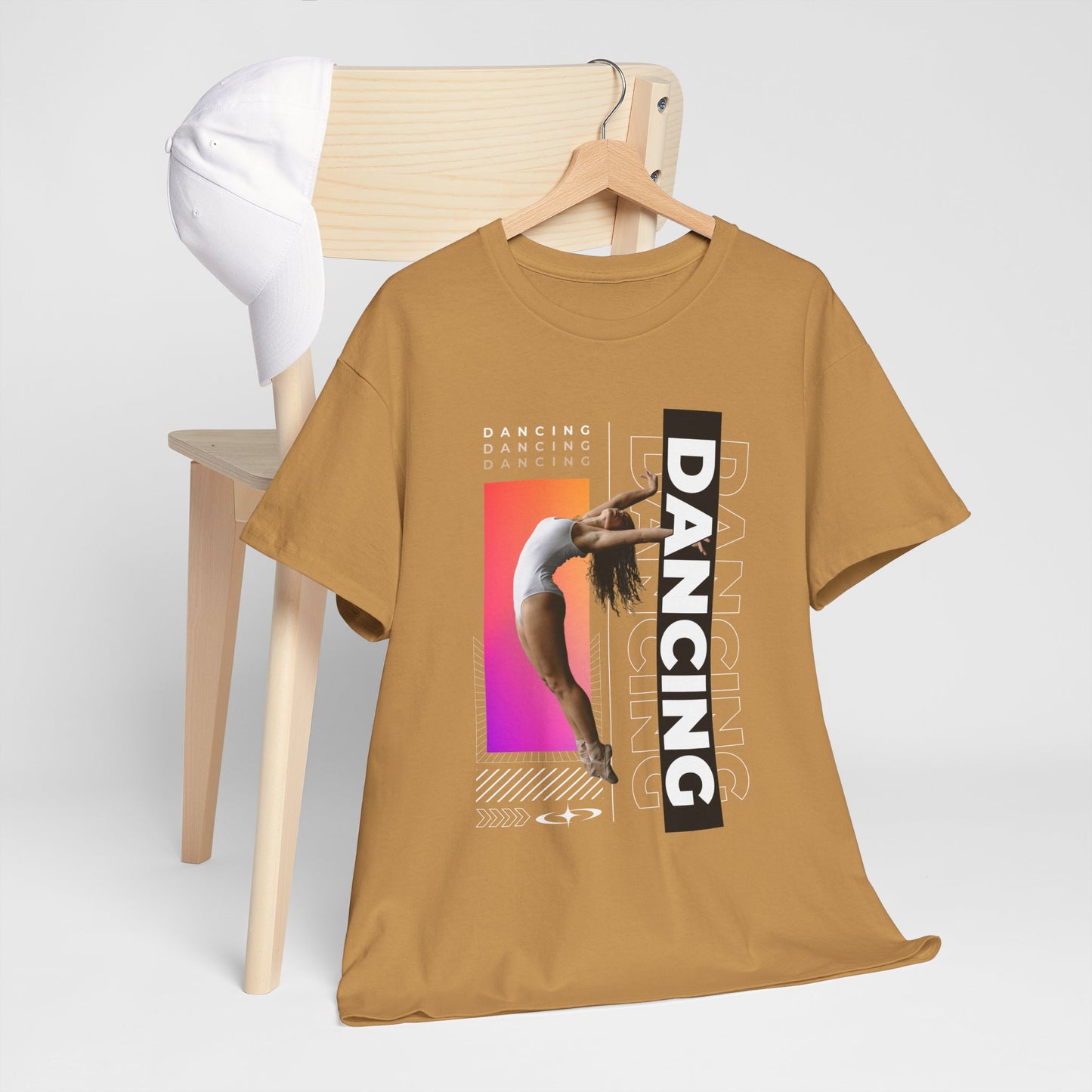 “Dancing” Streetwear-Inspired Female Dancer Unisex Heavy Cotton Tee – Urban Dance Graphic T-Shirt for Performers and Dance Lovers