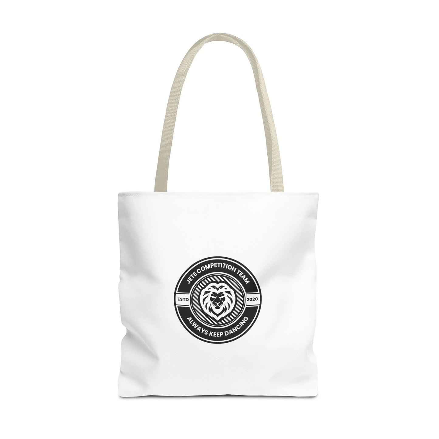 "Jeté Competition Team, Always Keep Dancing" Canvas Tote Bag – Collegiate Dance Team Logo | Reusable Dance Bag for Dancers, Rehearsals & Competitions