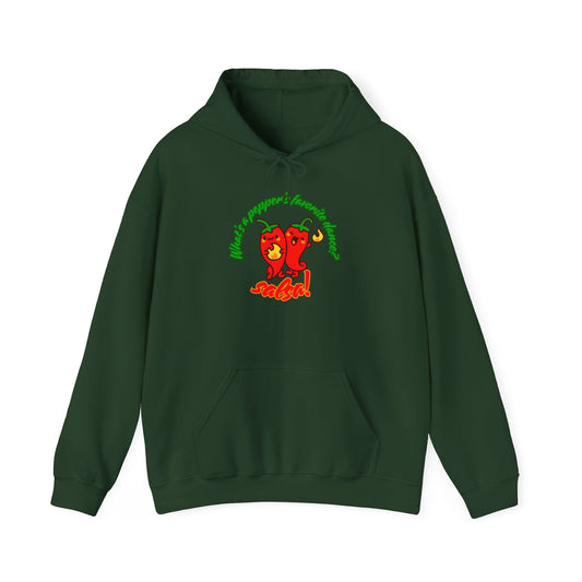 "What’s a Pepper’s Favorite Dance? Salsa!" Unisex Hooded Sweatshirt – Funny Dance Pun Hoodie with Cute Pepper Graphic for Dancers & Foodies