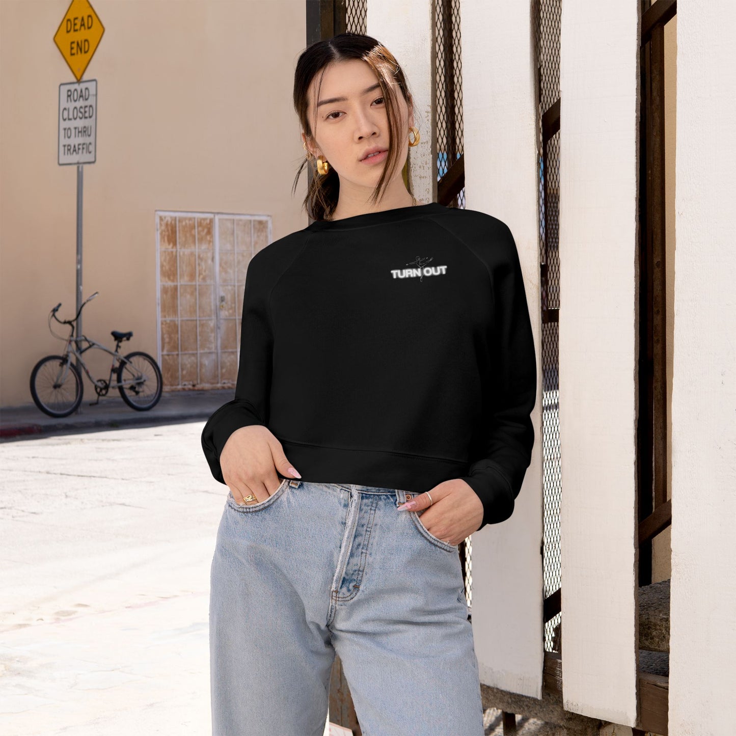 “Turn Out” Ballerina Front & Back Graphic | Streetwear-Inspired Ballet Dance Sweatshirt for Dancers & Enthusiasts - Women’s Cropped Sweatshirt