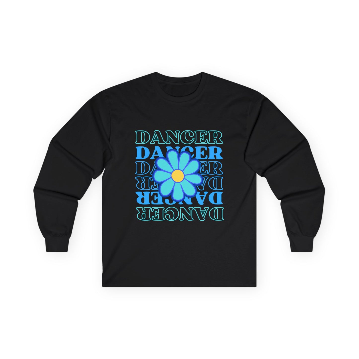"Dancer" Unisex Long Sleeve Tee – Elegant Floral Text Graphic Dance Shirt for Performers, Instructors & Studio Style