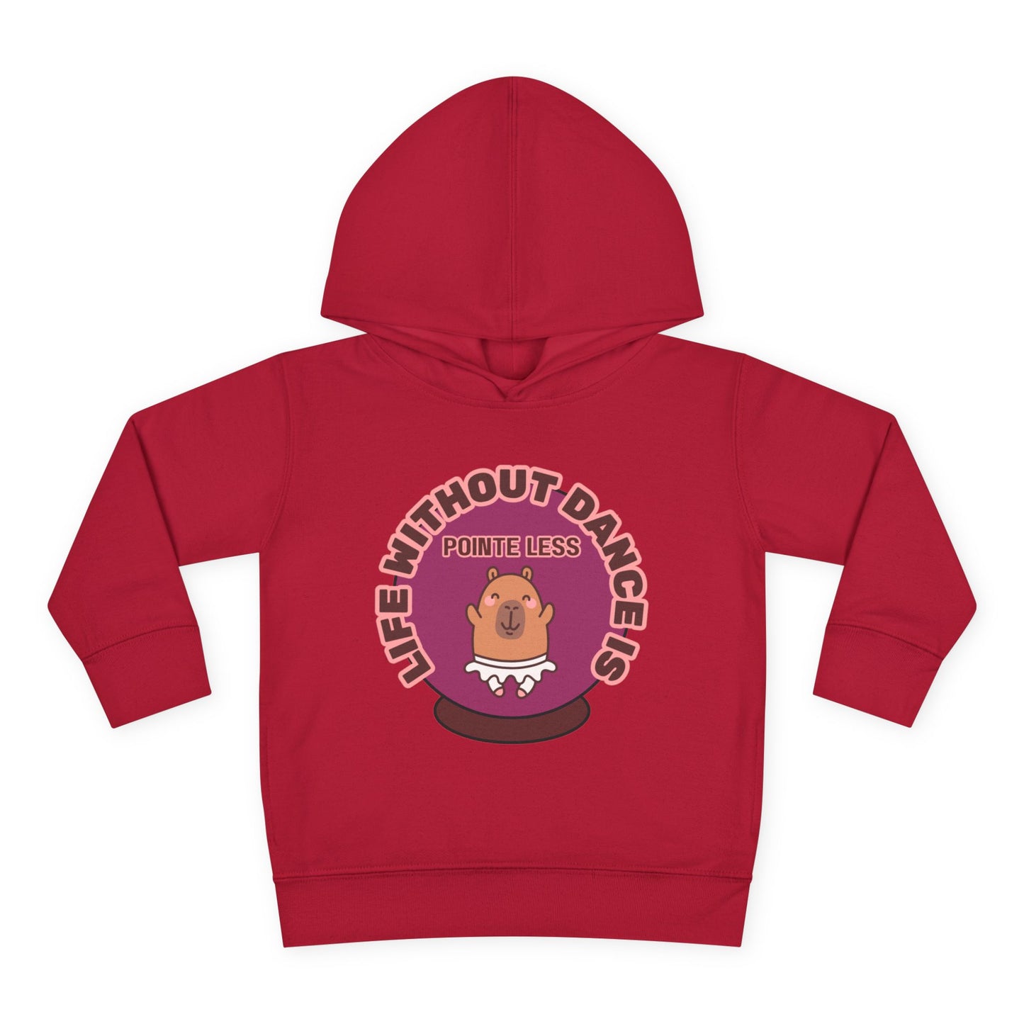 "Life Without Dance Is Pointeless" Toddler Fleece Dance Hoodie – Cute Dancing Capybara Graphic Pullover for Kids