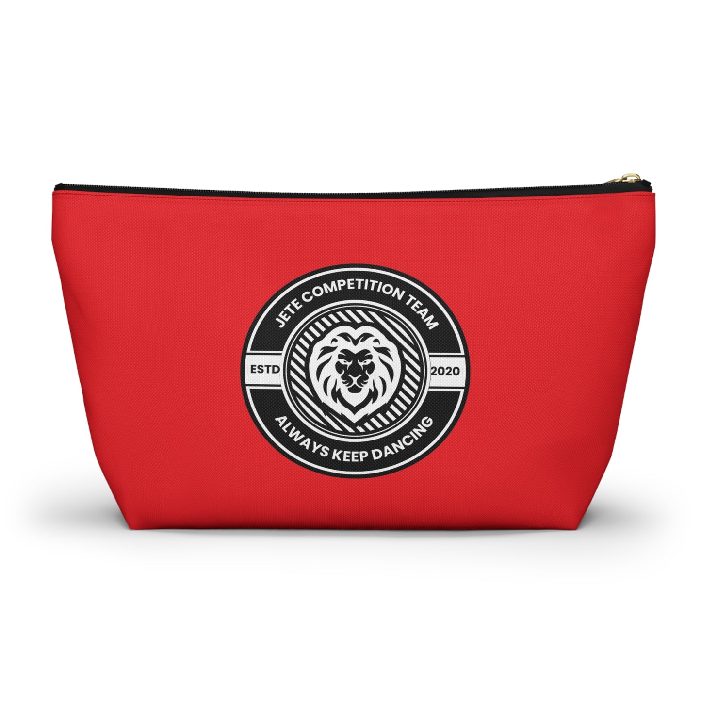 "Jeté Competition Team Always Keep Dancing" Makeup Bag – Collegiate-Inspired Dance Graphic – Team Dance Zipper Pouch for Cosmetics, Accessories & Recital Gifts