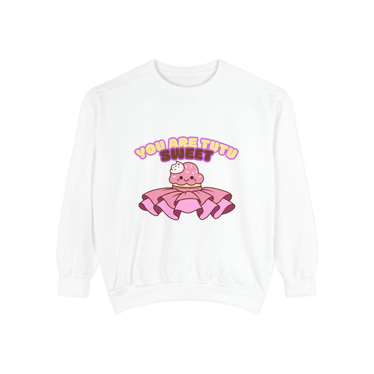 "You Are Tutu Sweet" Unisex Lightweight Crewneck Sweatshirt – Kawaii Cupcake in a Tutu Graphic Pullover for Ballet & Dance Lovers