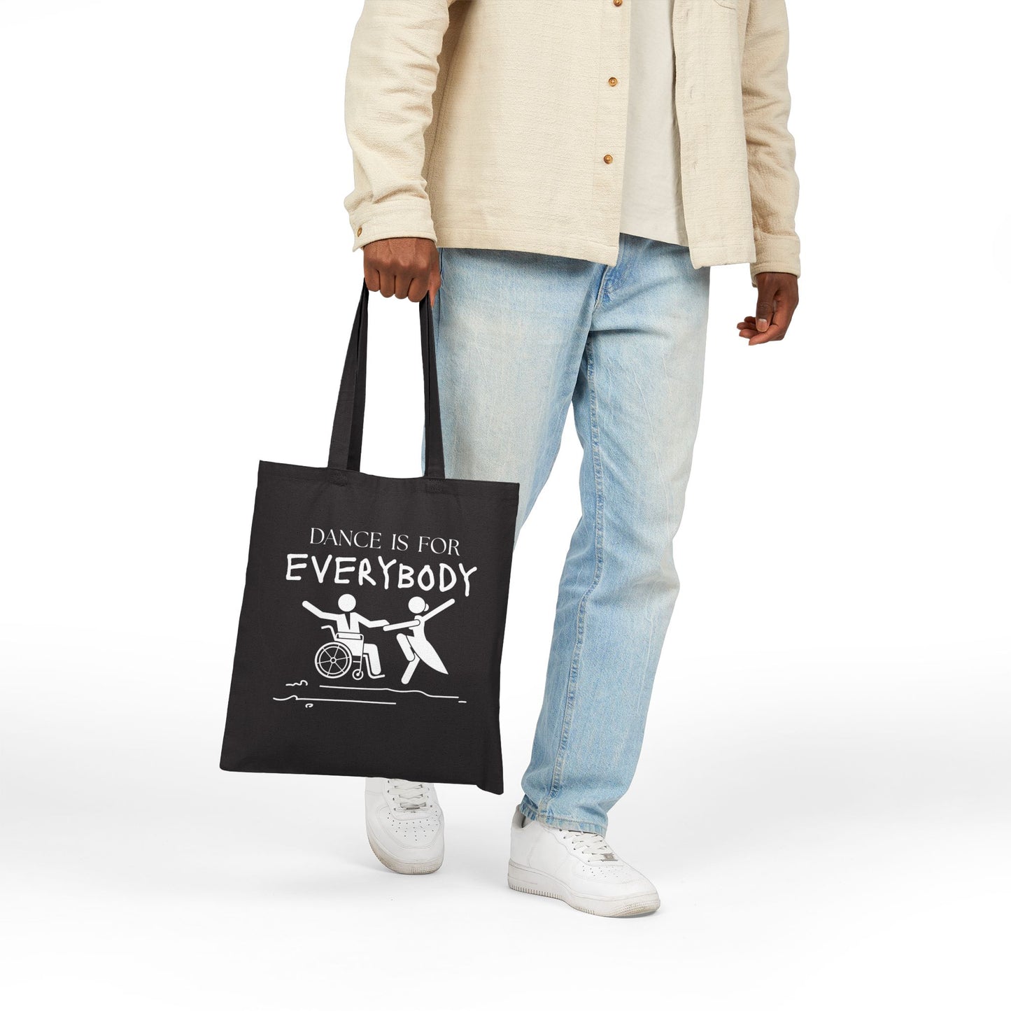 “Dance Is for Everybody” Cotton Canvas Tote Bag – Inclusive Dance Tote with Empowering Design