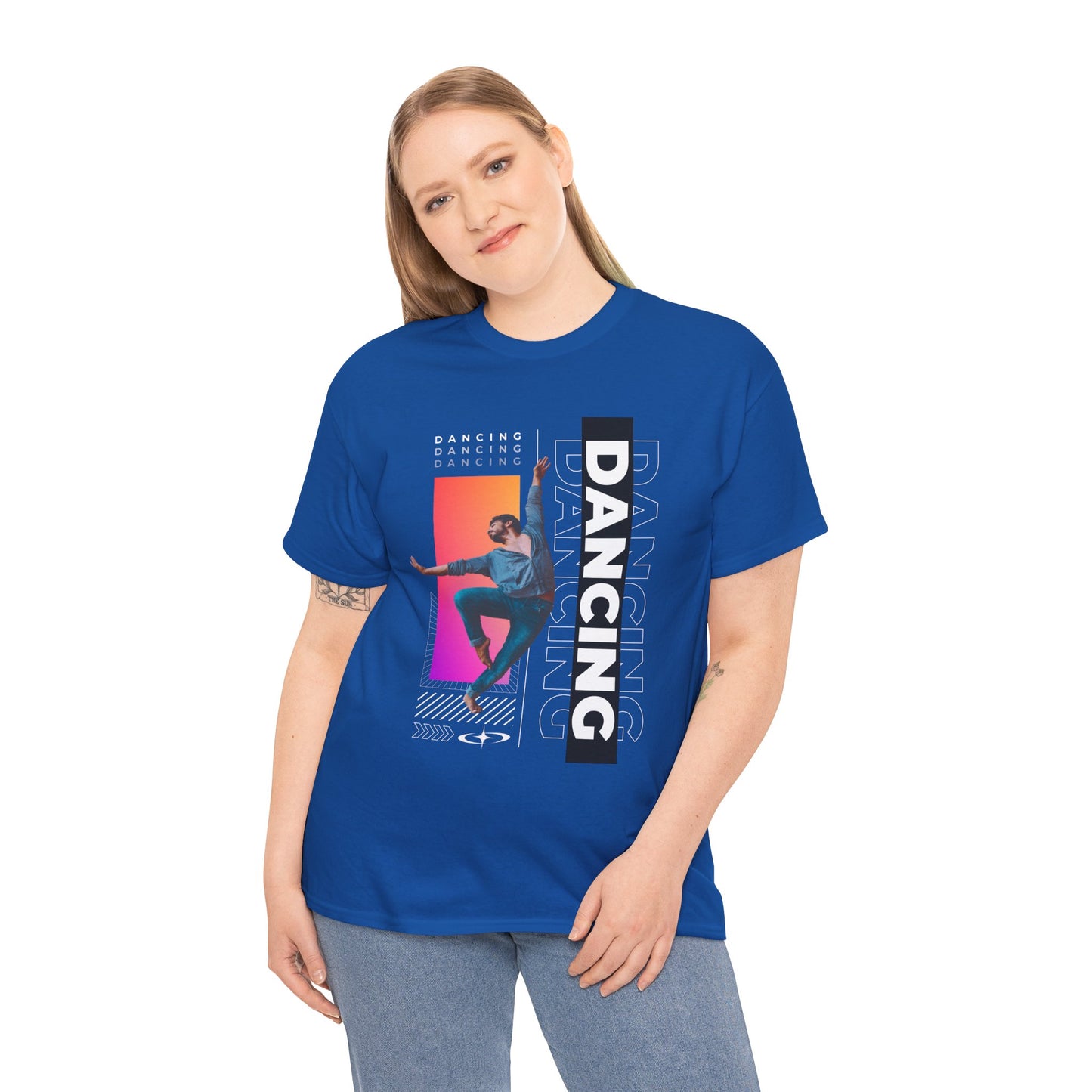 “Dancing” Streetwear-Inspired Male Dancer Unisex Heavy Cotton Tee – Urban Dance Graphic T-Shirt for Performers and Dance Lovers