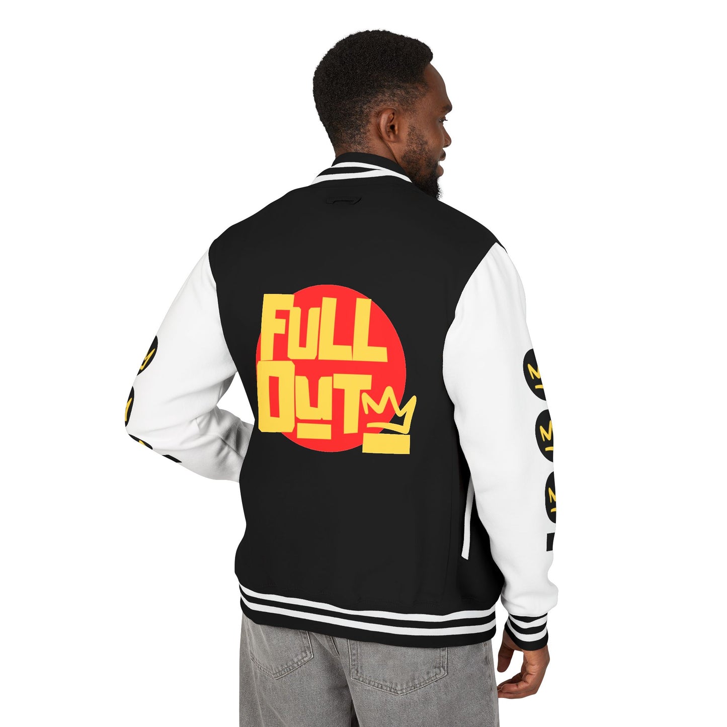 Full Out Premium Collection Letterman Jacket β Unisex Heavyweight Varsity Jacket with "Full Out" Back Graphic and "Crew" Front Design