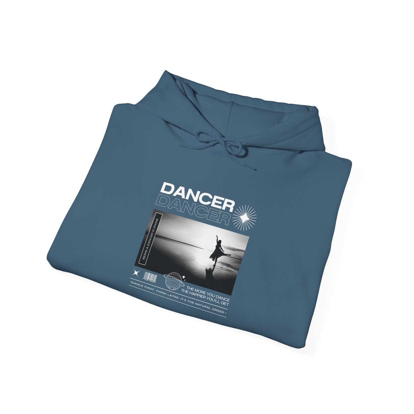 “Dancer” Arabesque on the Beach Graphic | Streetwear-Inspired Dance Hoodie for Ballet & Beach Lovers - Unisex Heavy Blend™ Hoodie