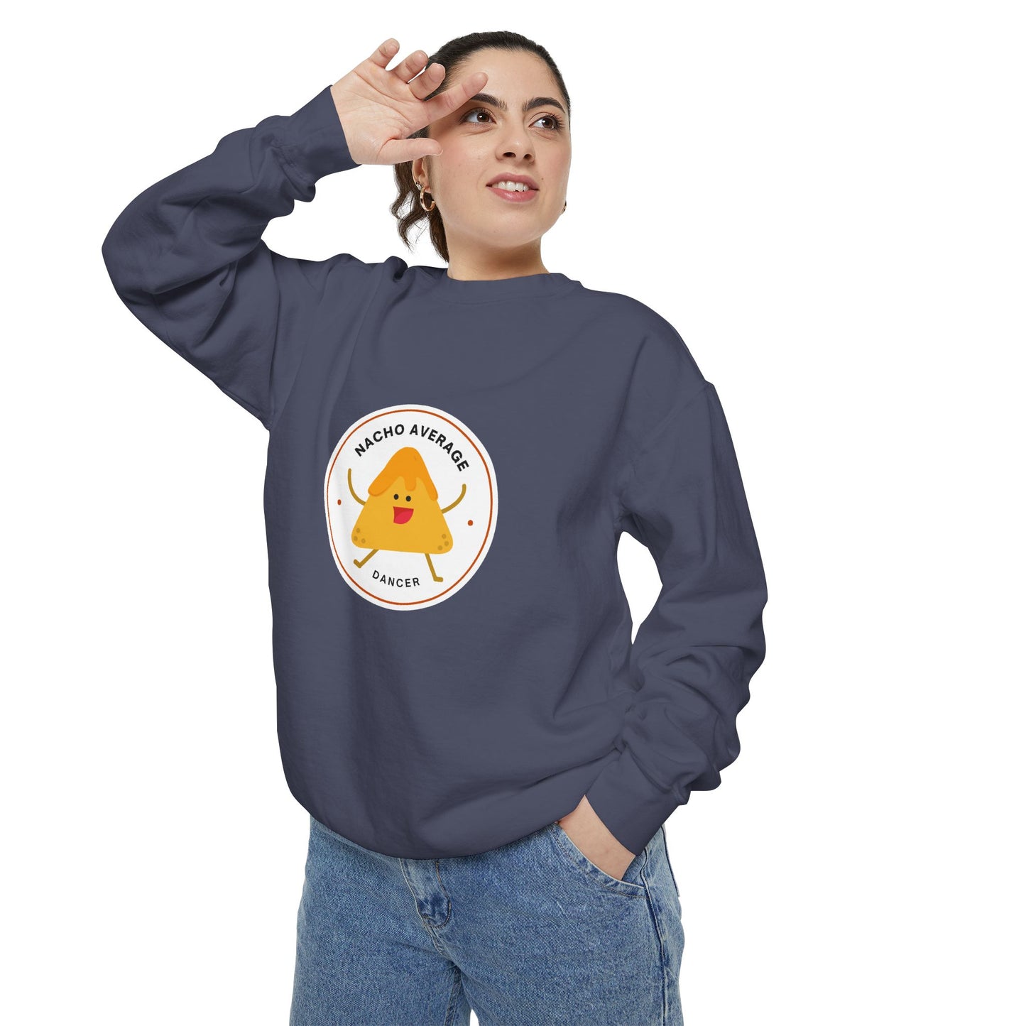 "Nacho Average Dancer" Unisex Lightweight Crewneck Sweatshirt – Cute Dance Pun Pullover with Fun Nacho Graphic for Dancers & Foodie Fans