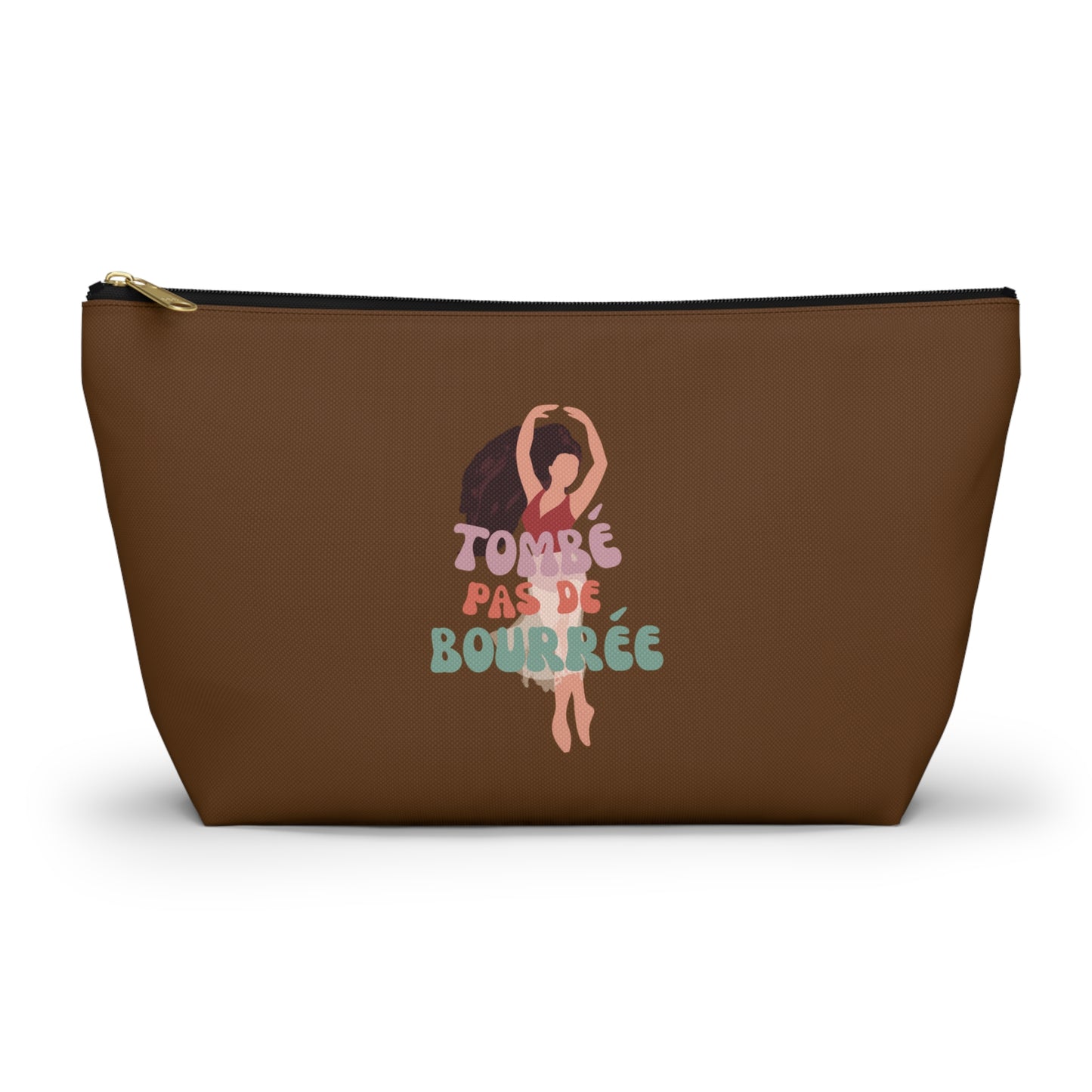 "Tombé Pas de Bourrée" Makeup Bag – Elegant Ballet Dancer Graphic – Ballet-Themed Zipper Pouch for Cosmetics, Accessories & Dance Gifts