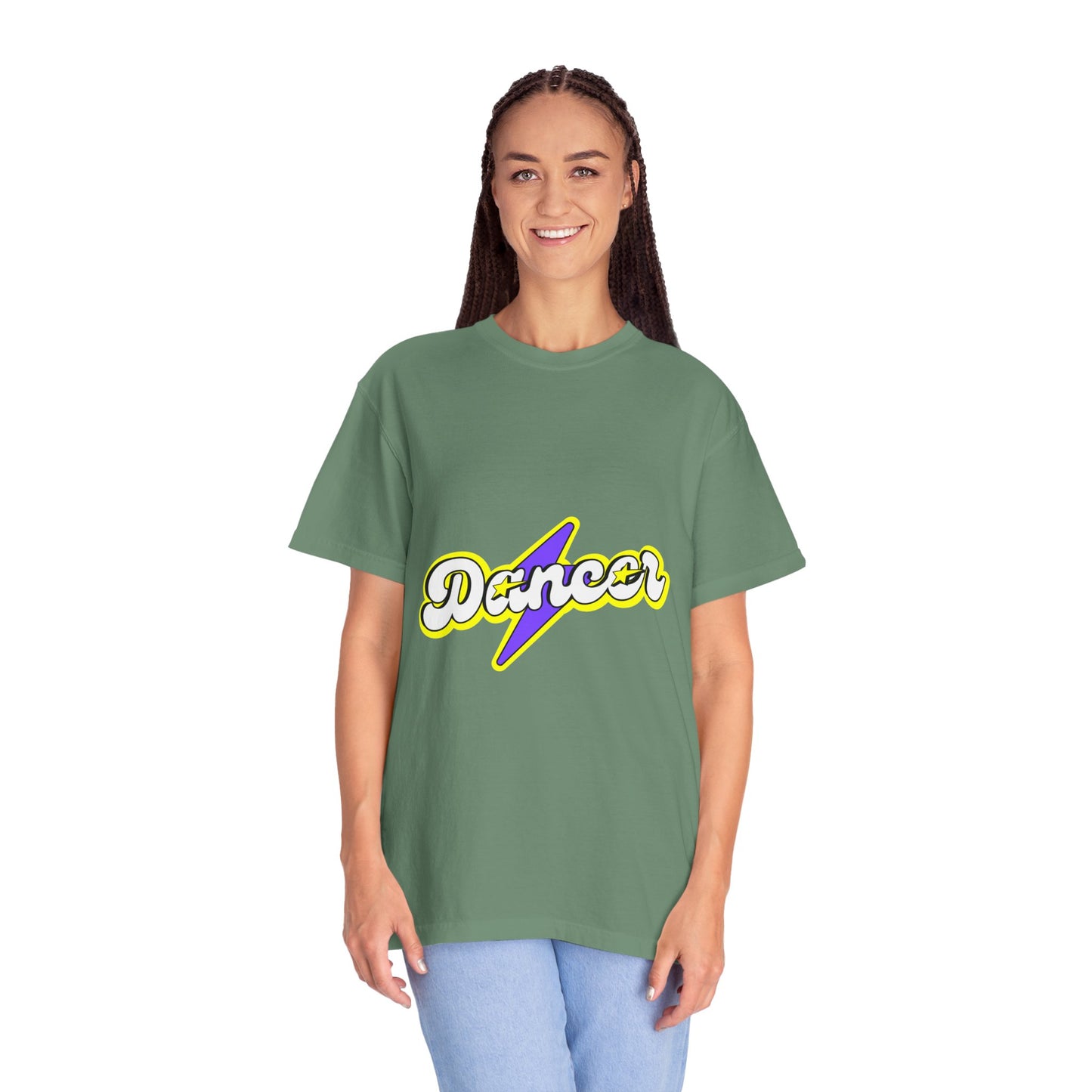 "Dancer" Unisex Garment-Dyed T-Shirt – Superhero-Style Bold Graphic Tee – Dance Power Shirt for Performers & Movers