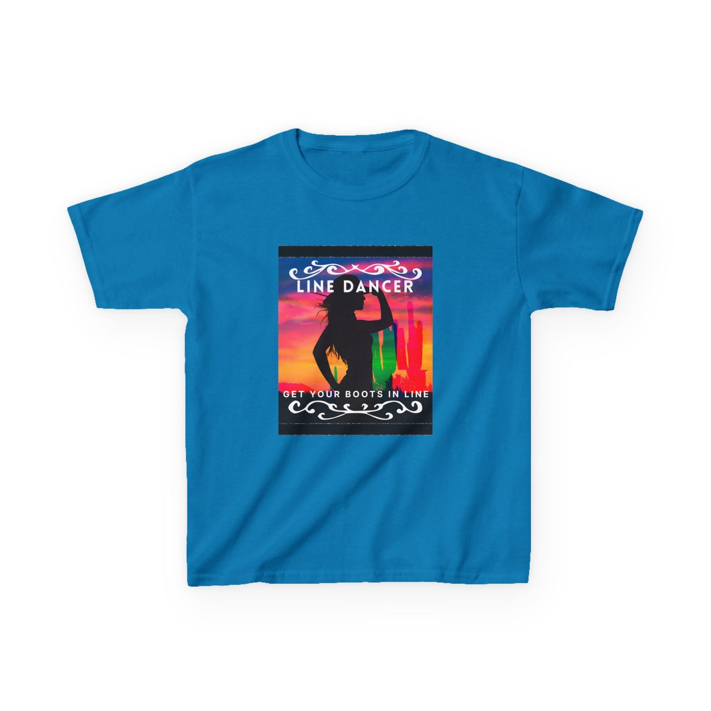 "Line Dancer – Get Your Boots in Line" Youth Short Sleeve Tee – Western-Inspired Country Dance Shirt for Kids