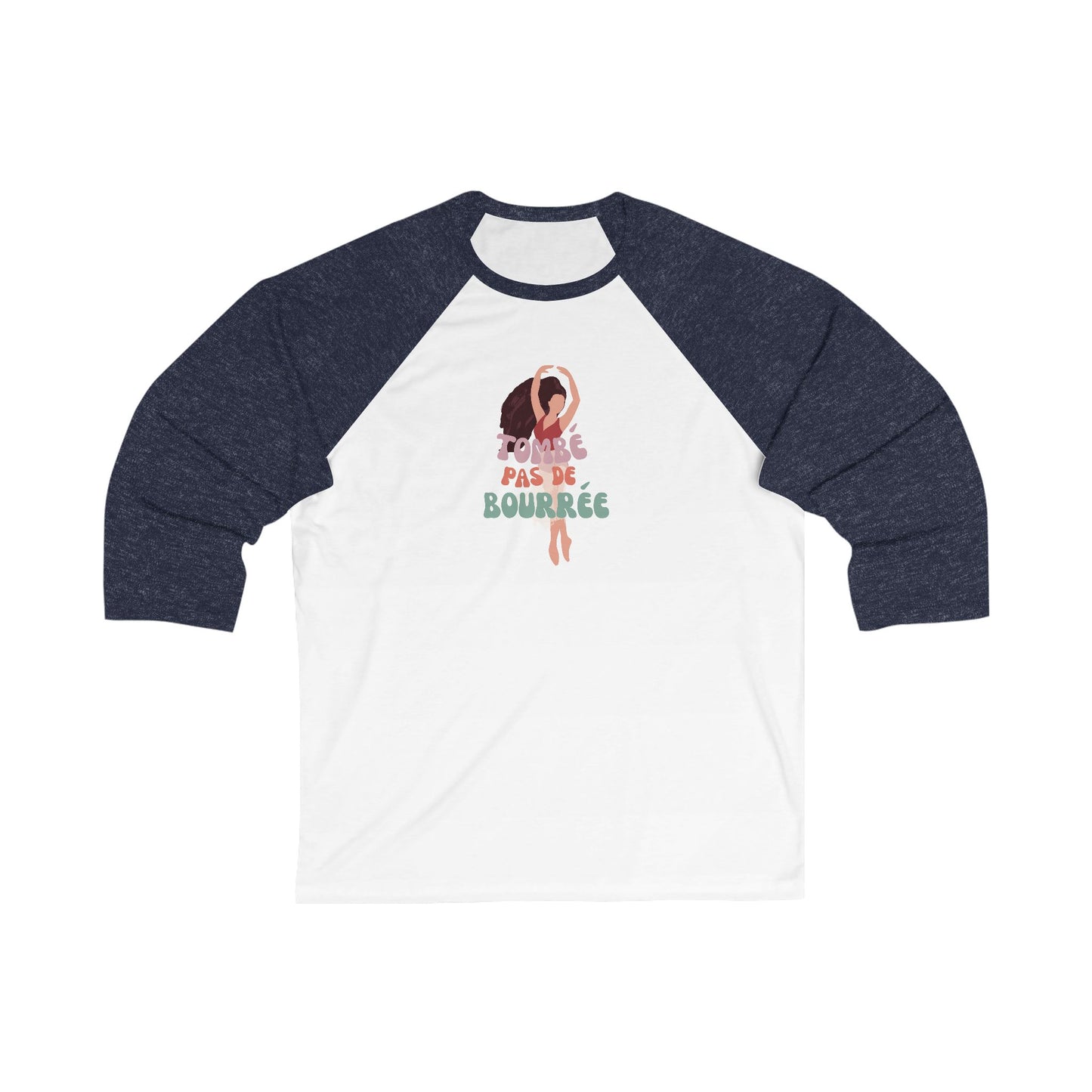 "Tombé Pas de Bourrée" Unisex 3/4 Sleeve Baseball Tee – Elegant Ballet Dance Shirt with Pretty Dancer Graphic for Ballet Lovers