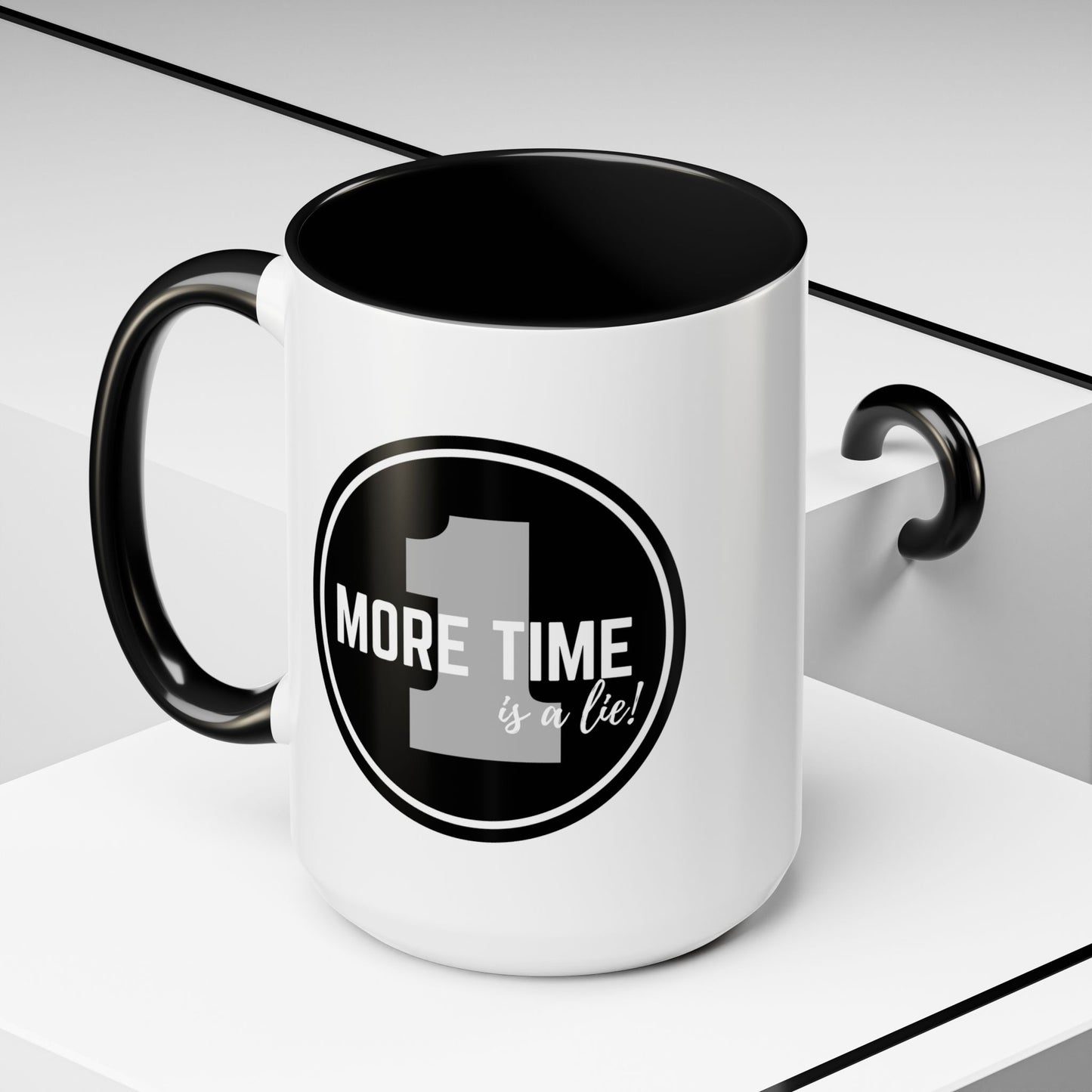 "One More Time is a Lie" Dance Quote Accent Coffee Mug – Bold Emblem Graphic Ceramic Cup