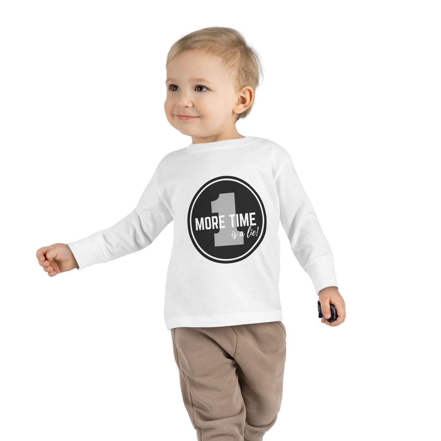 "One More Time Is a Lie" Toddler Dance T-Shirt – Bold Emblem Graphic Long Sleeve Tee for Kids