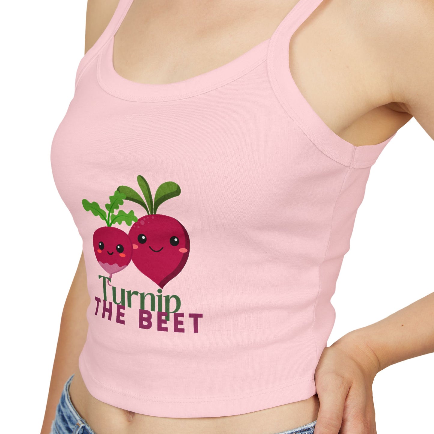 "Turnip the Beet" Women’s Spaghetti Strap Tank Top – Cute Veggie Dance Graphic | Funny Dance Pun Shirt for Dancers & Music Lovers