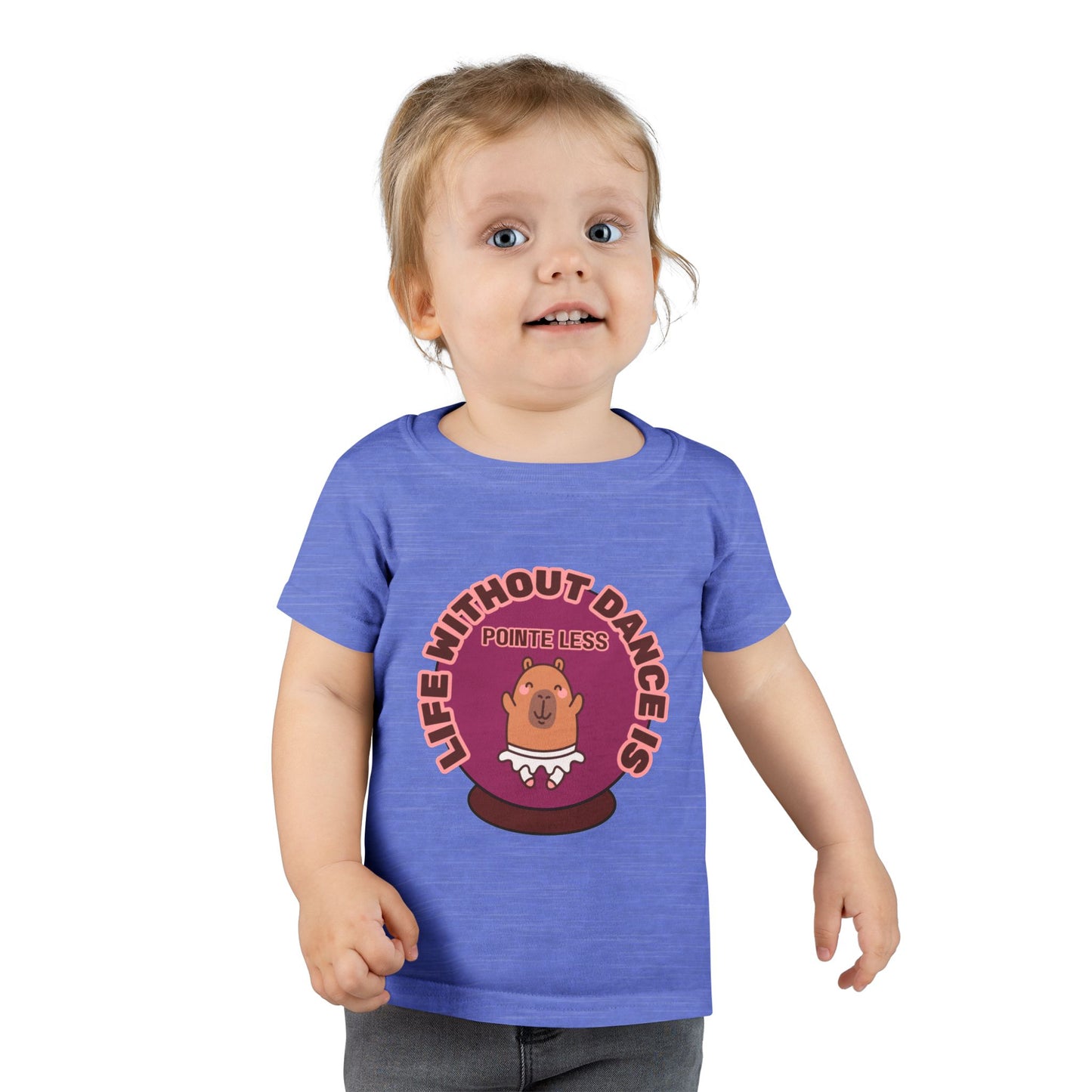 "Life Without Dance Is Pointeless" Toddler Dance T-Shirt – Cute Dancing Capybara Graphic Short Sleeve Tee for Kids