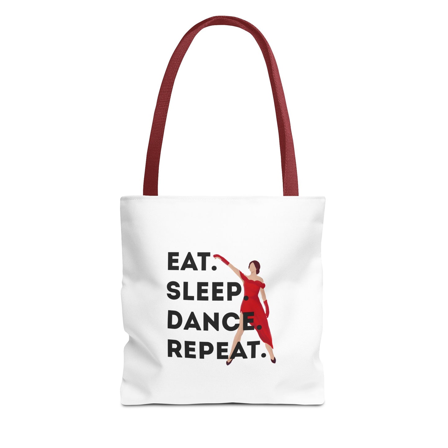 "Eat Sleep Dance Repeat" Canvas Tote Bag – Bold Dancer Graphic Dance Bag for Studio, School & Everyday Use