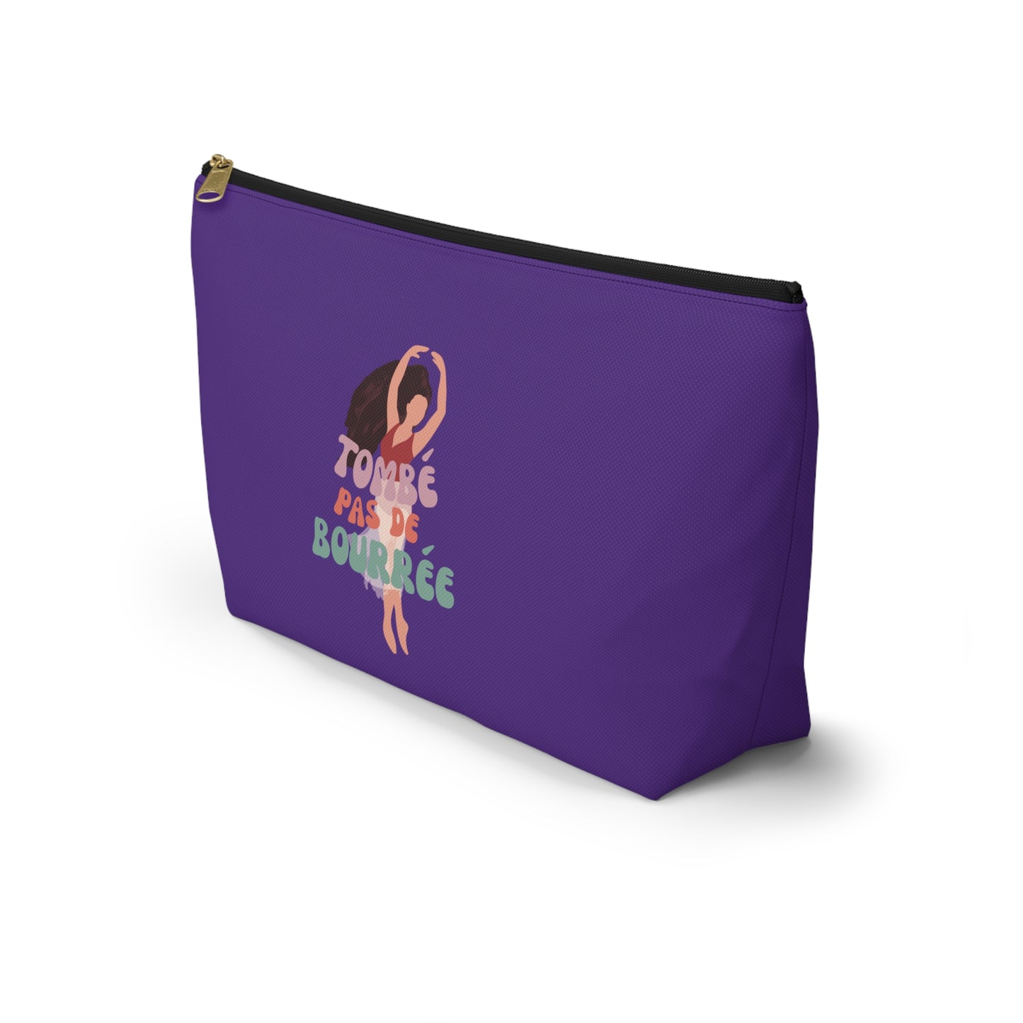 "Tombé Pas de Bourrée" Makeup Bag – Elegant Ballet Dancer Graphic – Ballet-Themed Zipper Pouch for Cosmetics, Accessories & Dance Gifts