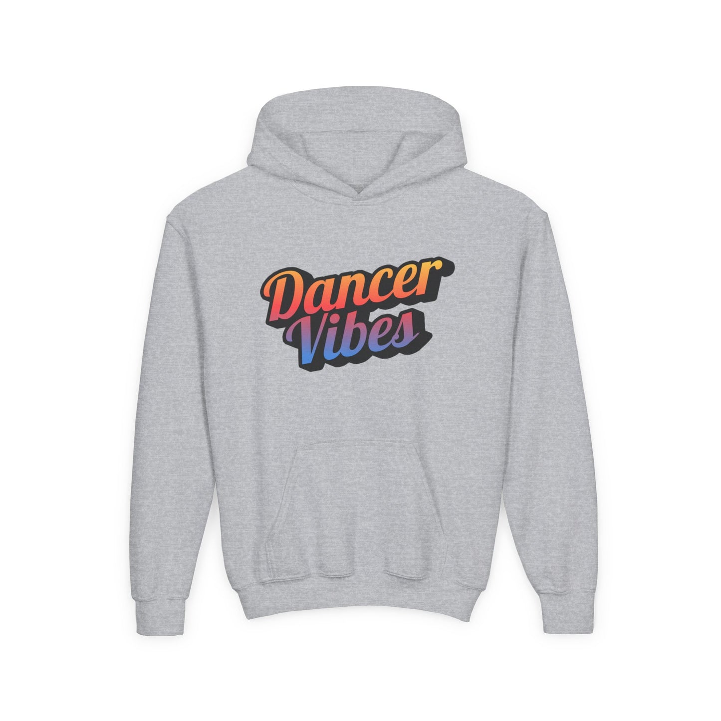 "Dancer Vibes" Youth Hooded Sweatshirt – Retro Text-Based Dance Graphic Hoodie for Kids and Teens