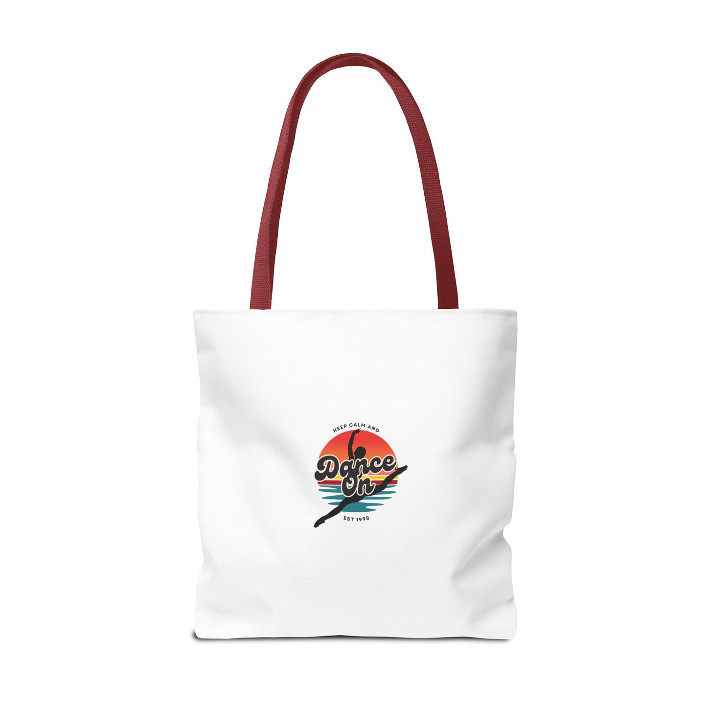 "Keep Calm and Dance On" Canvas Tote Bag – Retro Dance Graphic, Durable Shopping & Everyday Dance Bag