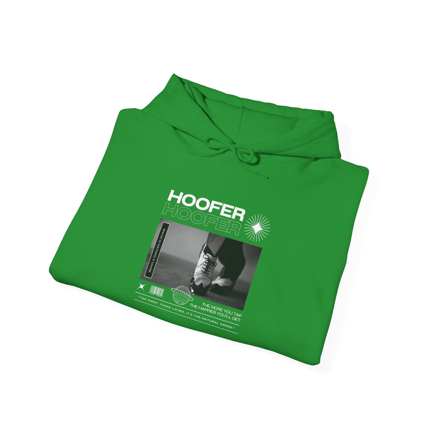 “Hoofer” Tap Dance Text with Streetwear-Style Tap Shoes Graphic – Unisex Heavy Blend™ Hooded Sweatshirt – Cozy Dance Hoodie for Tap Dancers & Dance Enthusiasts