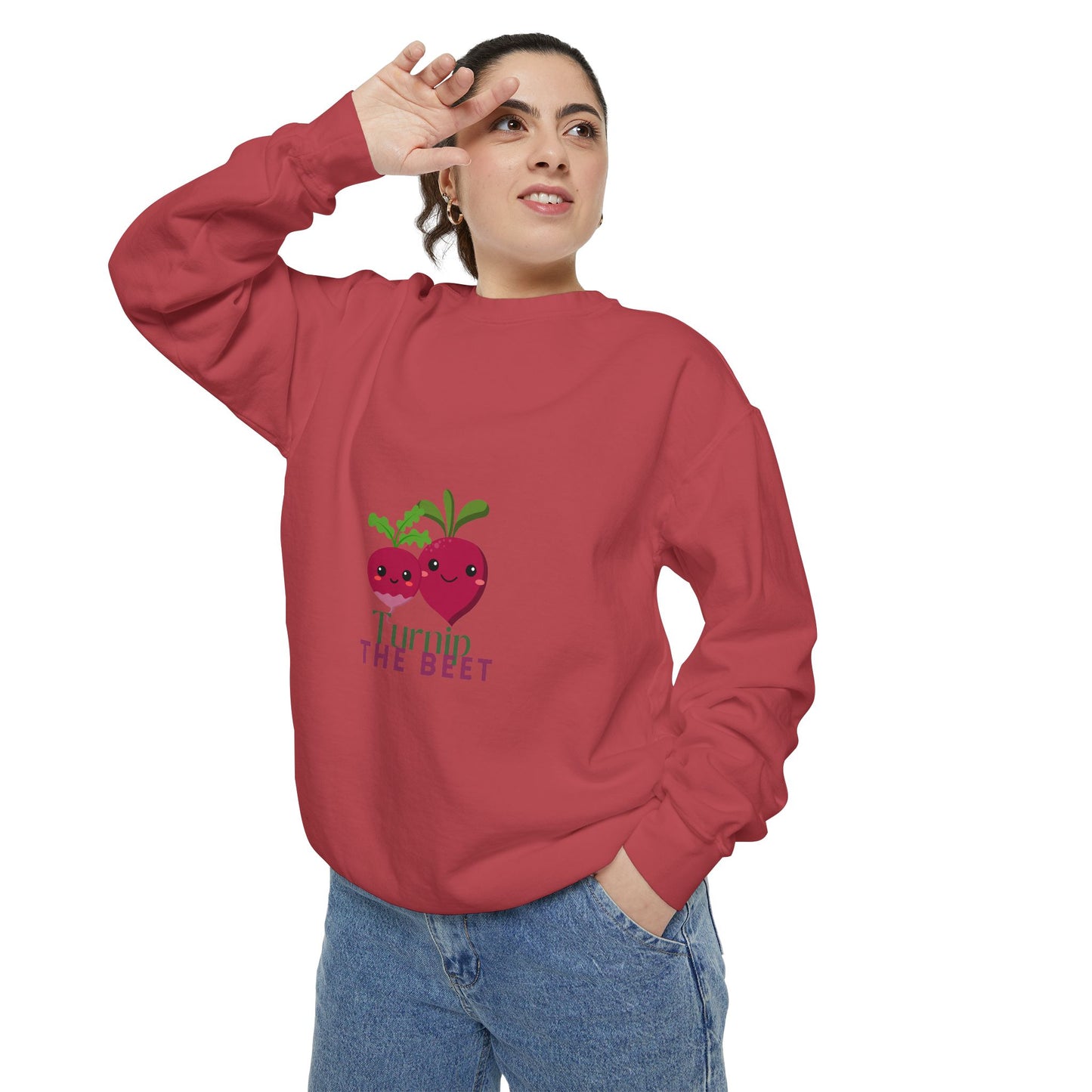 "Turnip the Beet" Unisex Lightweight Crewneck Sweatshirt – Fun Dance Pun Pullover with Cute Pepper Graphic for Dancers & Music Fans