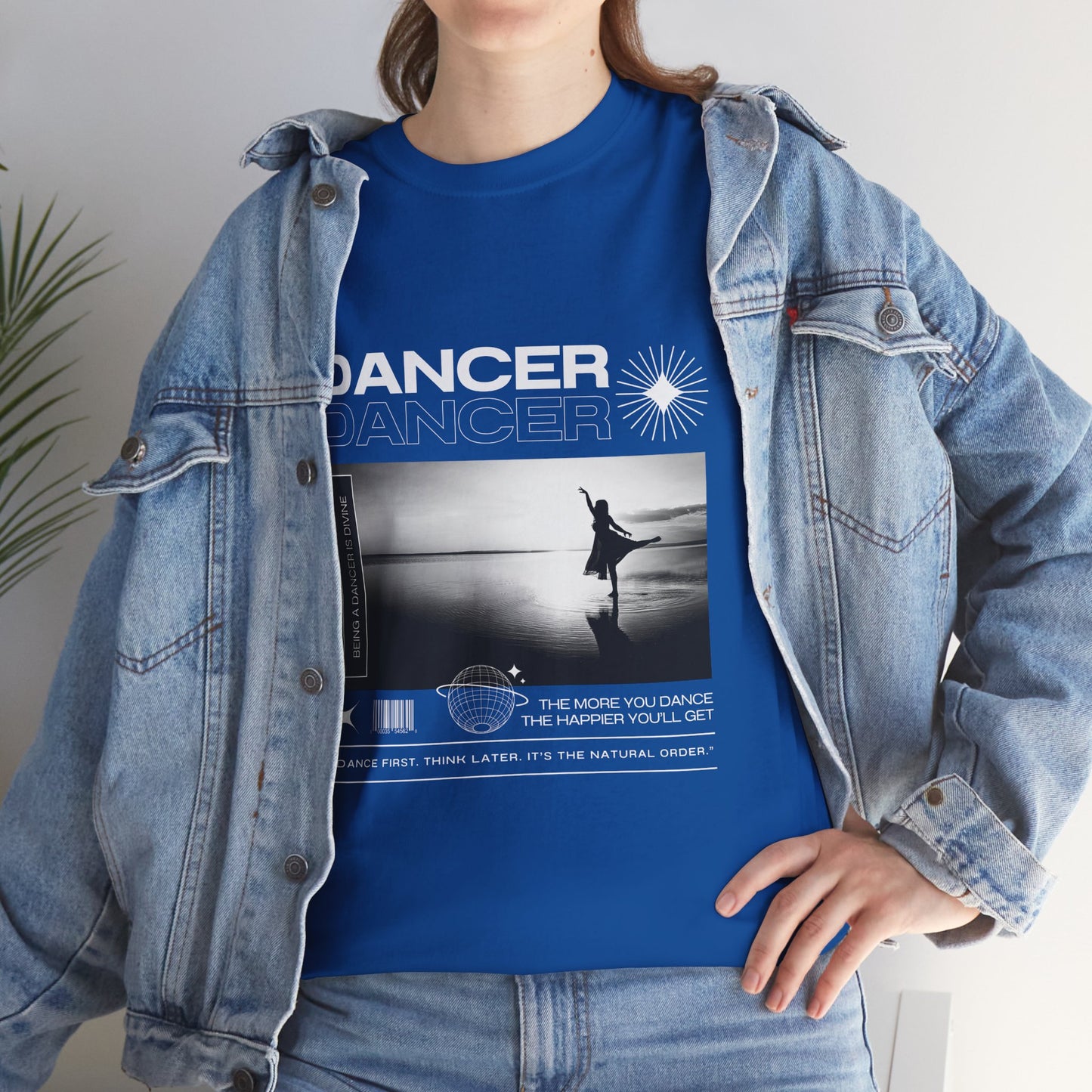 "Dancer" Arabesque Beach Scene Unisex Heavy Cotton Tee – Streetwear-Inspired Ballet Dance Graphic T-Shirt