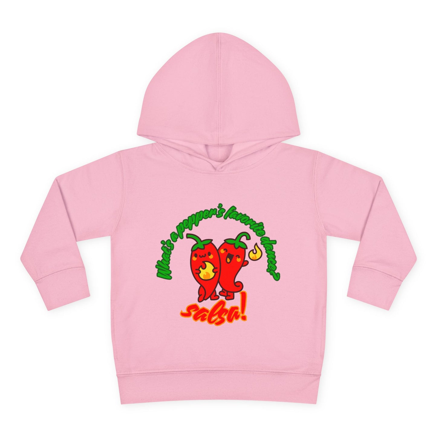 "What's a Pepper's Favorite Dance? Salsa!" Toddler Fleece Dance Hoodie – Funny Colorful Pullover for Kids